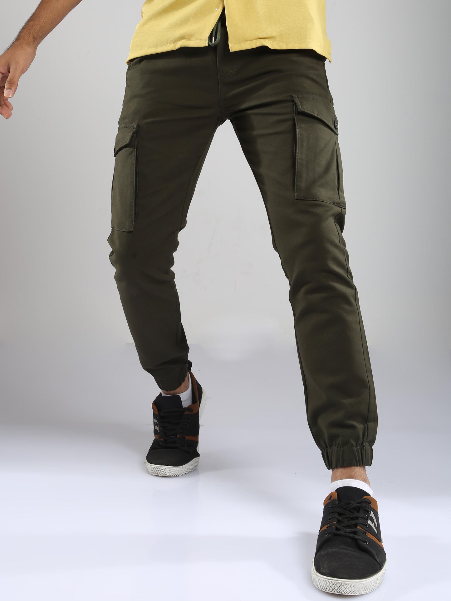 Olive Casual Utility Jogger Pants For Men