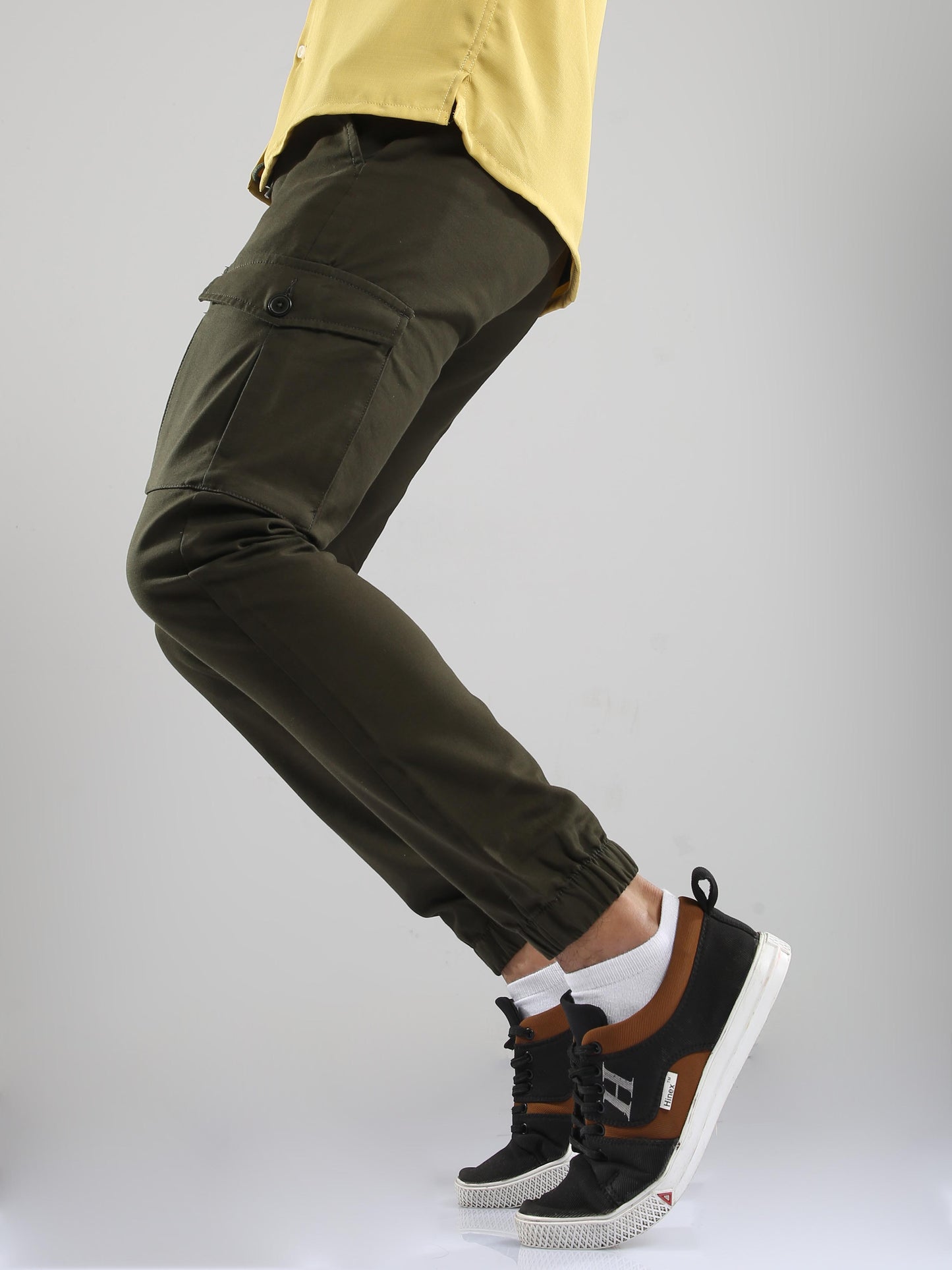 Olive Casual Utility Jogger Pants For Men