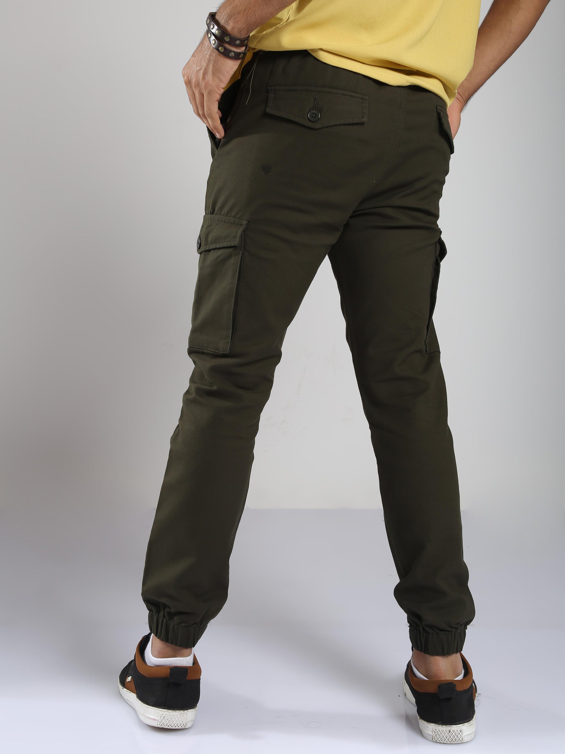 Olive Casual Utility Jogger Pants For Men