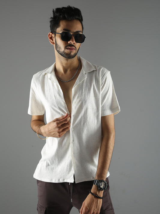 Natural Stretch Cream Shirt For Mens