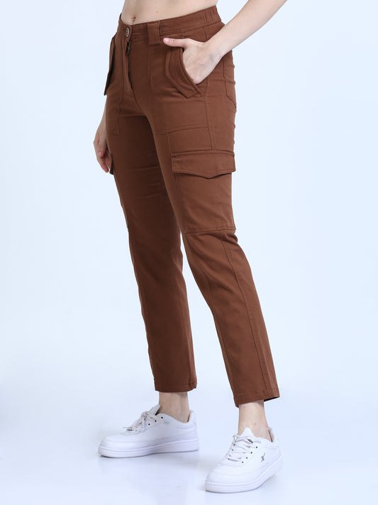 Rust Bolsillo Cargo Trousers For Women