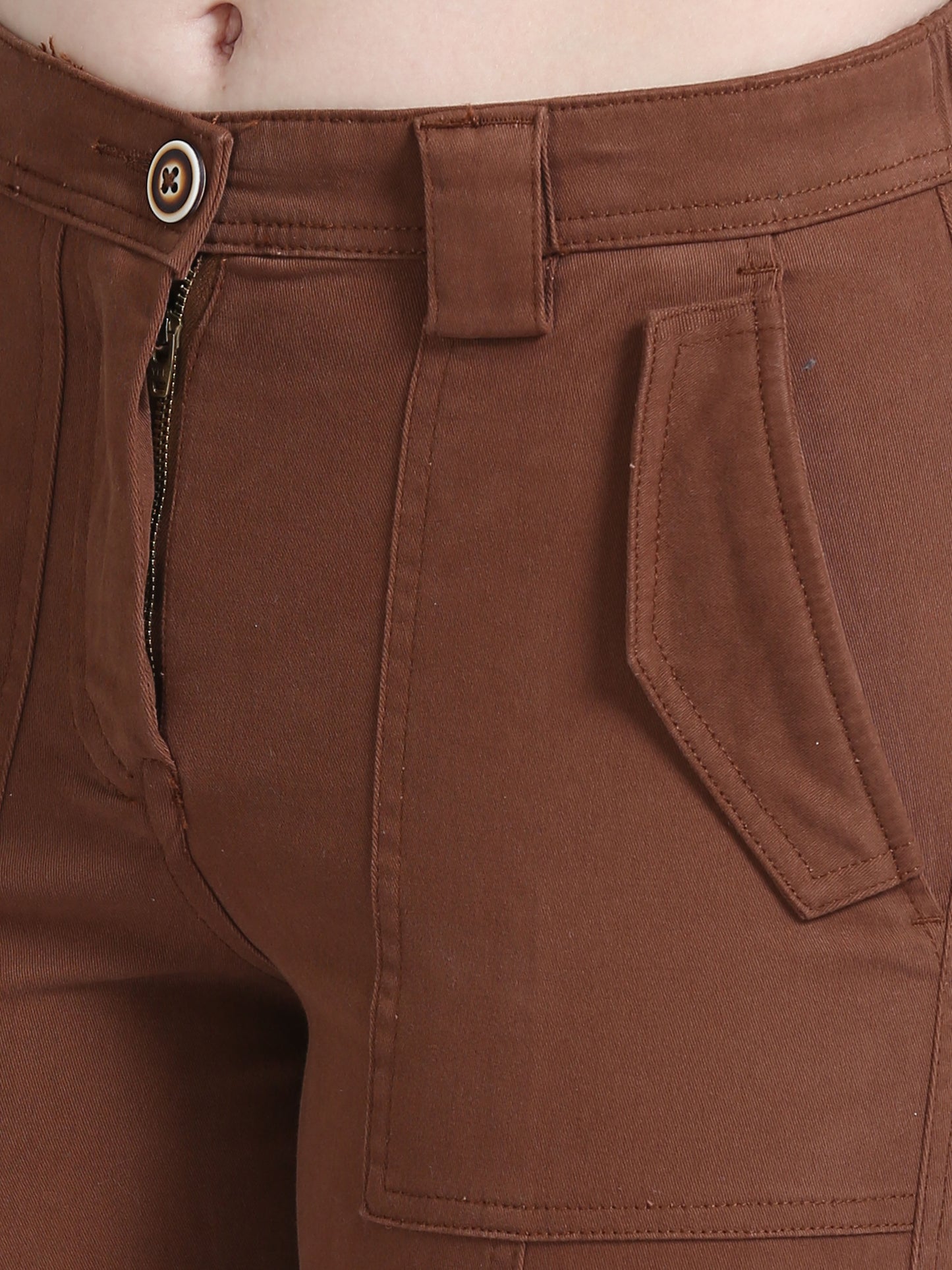 Rust Bolsillo Cargo Trousers For Women