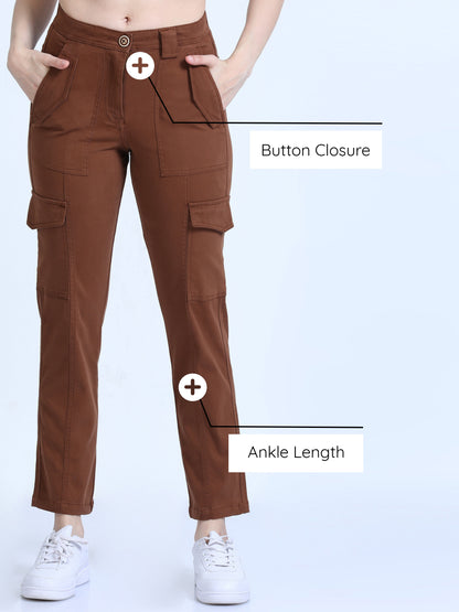 Rust Cargo Pants For Women
