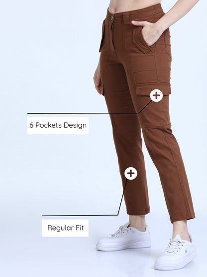 Rust Cargo Pants For Women