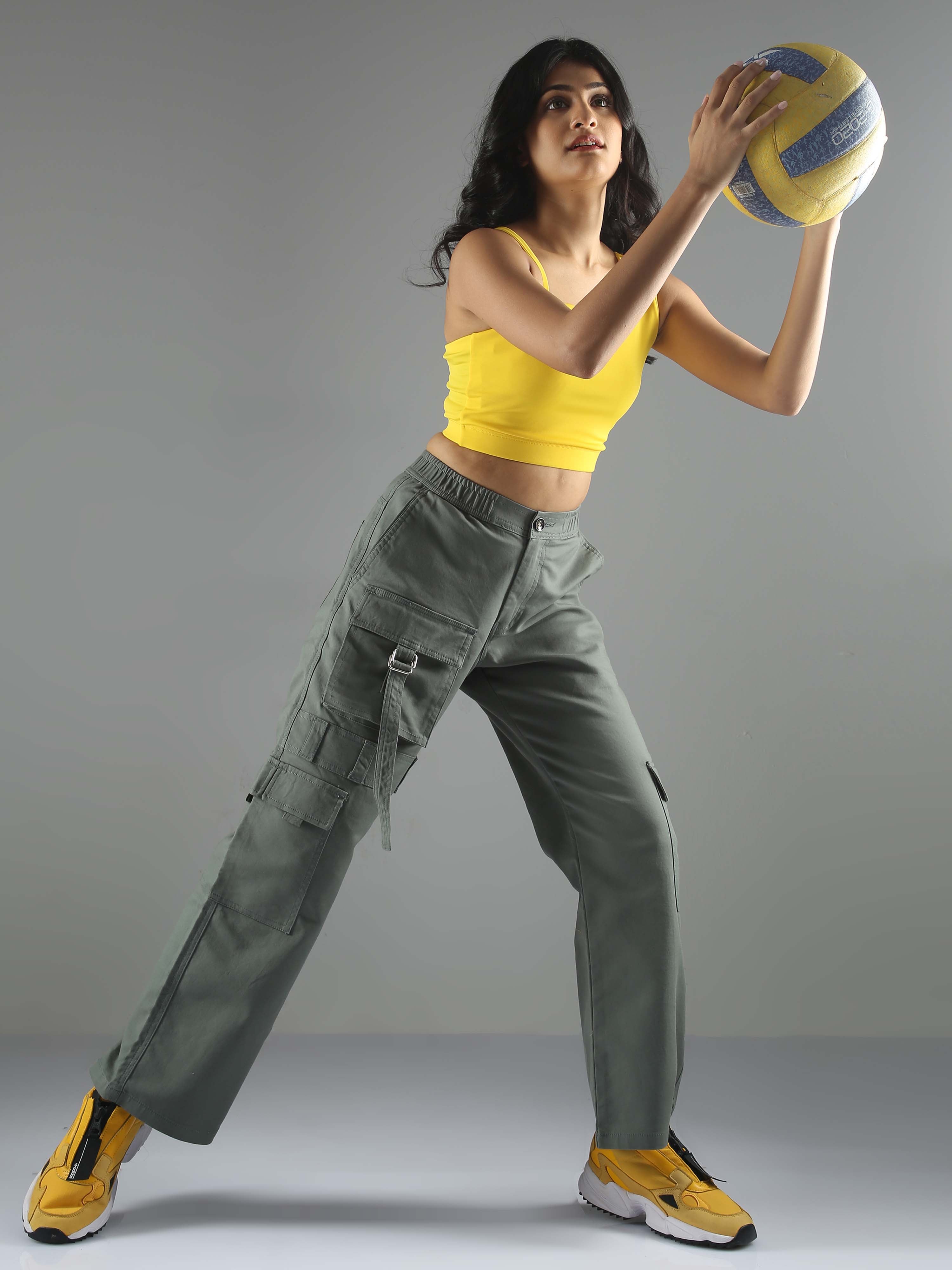 Yellow cargo pants womens sale