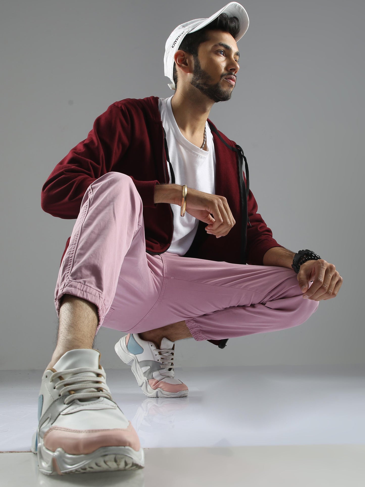 Aesthetic Pink Jogger Trousers For Mens