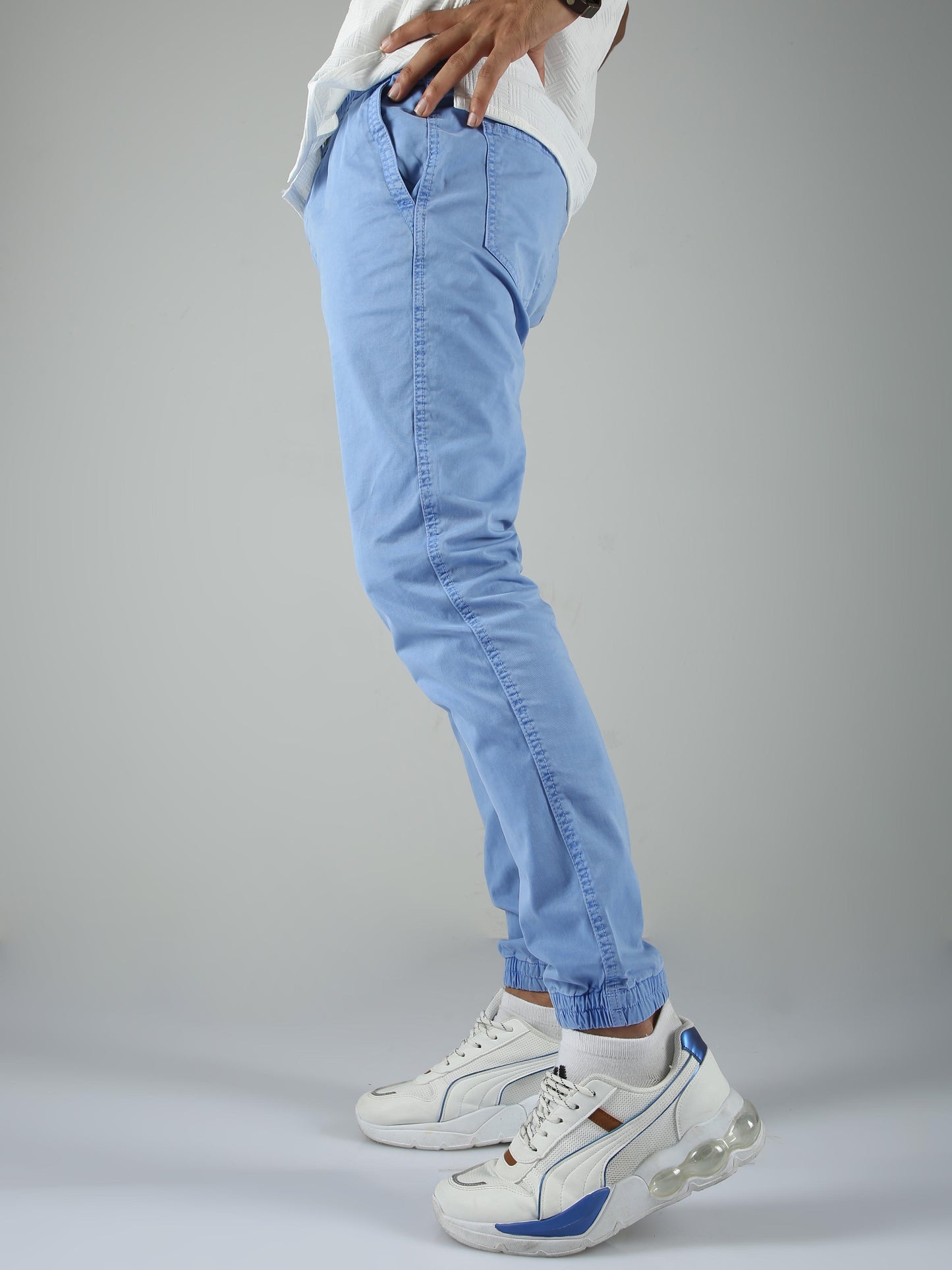 Light Blue Slim Fit Joggers For Mens