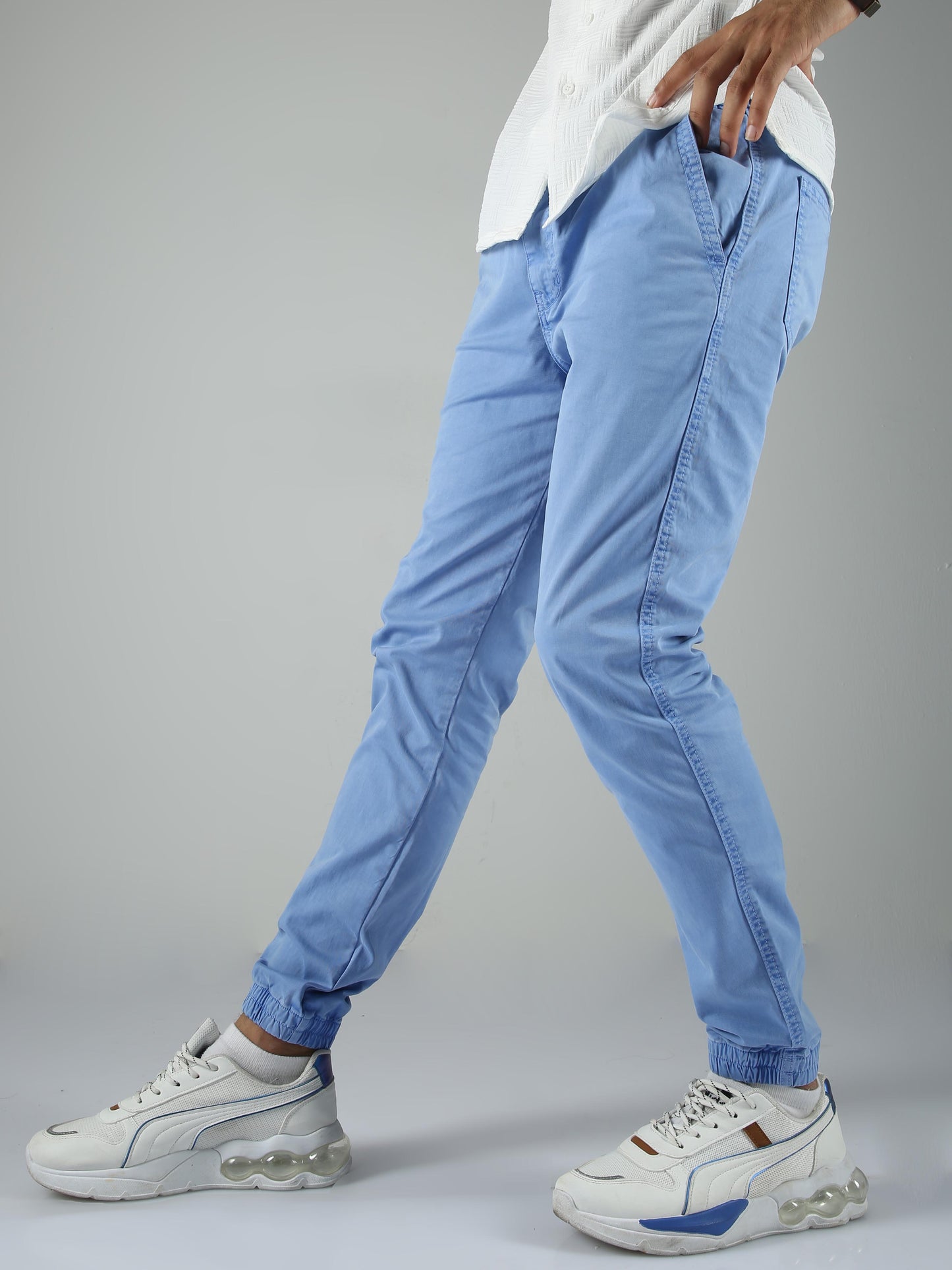 Light Blue Slim Fit Joggers For Mens