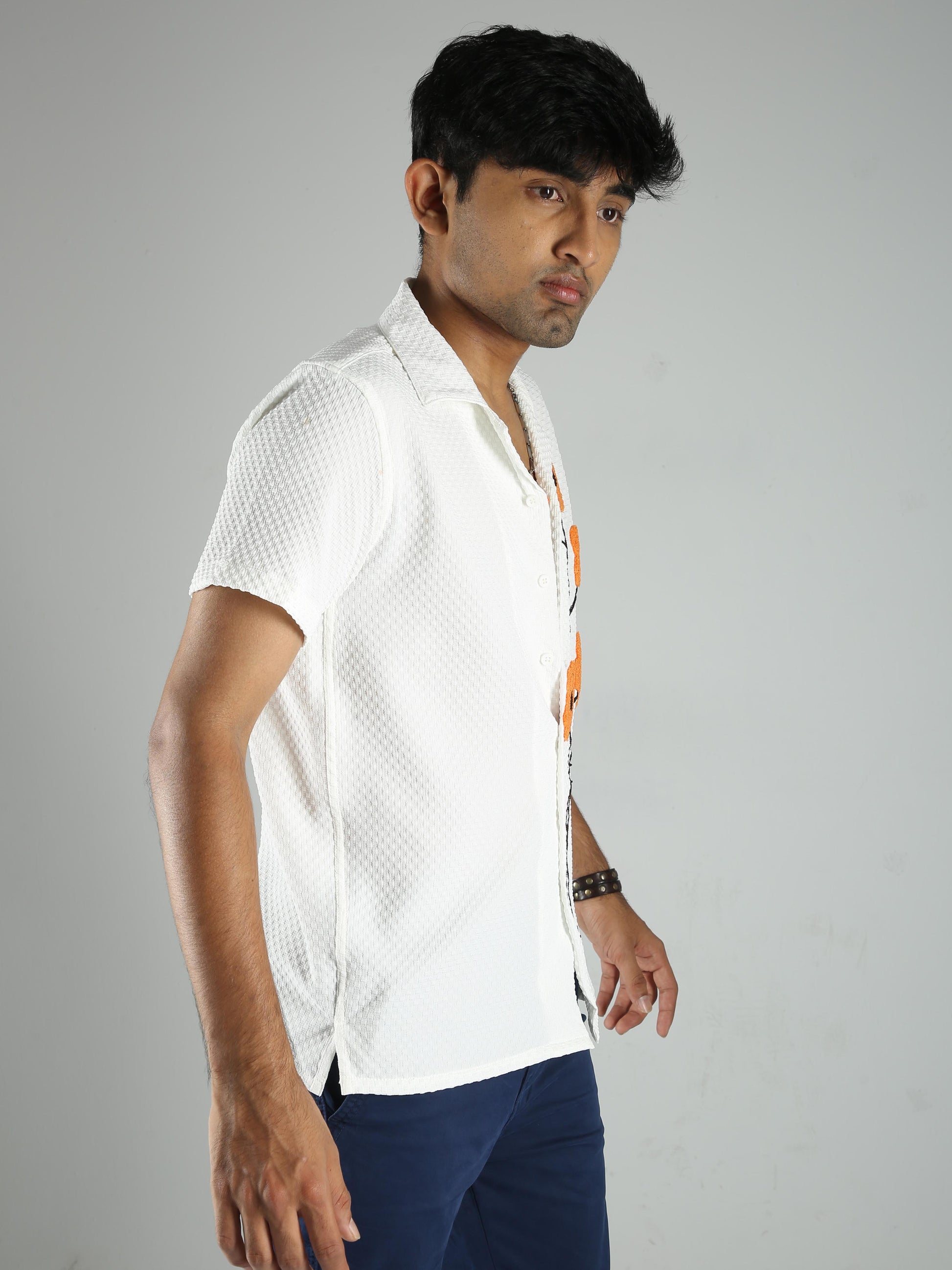 White Sunflower Baggy Shirt For Men