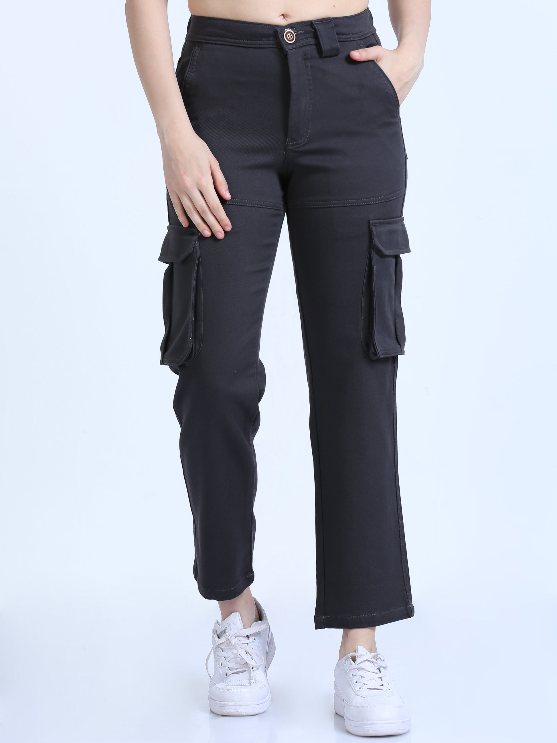 Grey La Belle Cargo Pants For Womens