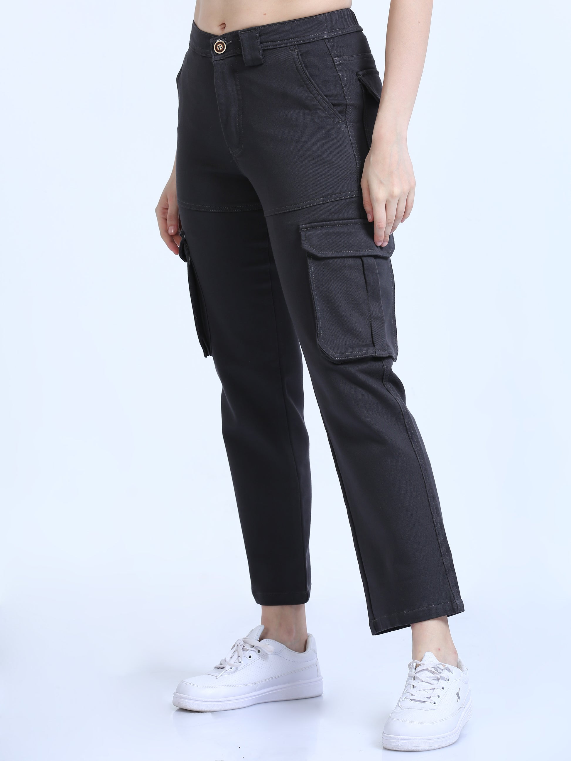 Grey La Belle Cargo Pants For Womens