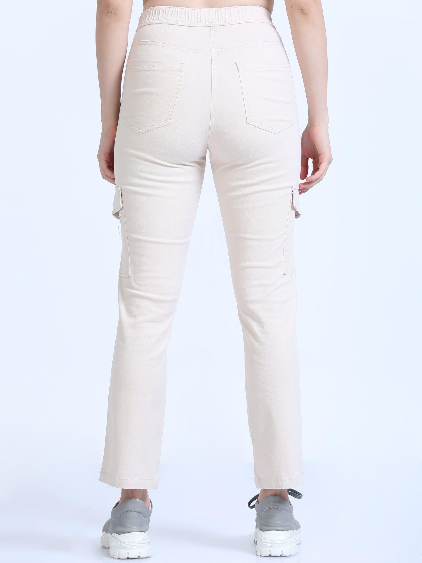 Cream Colour Cargo Pants for Women