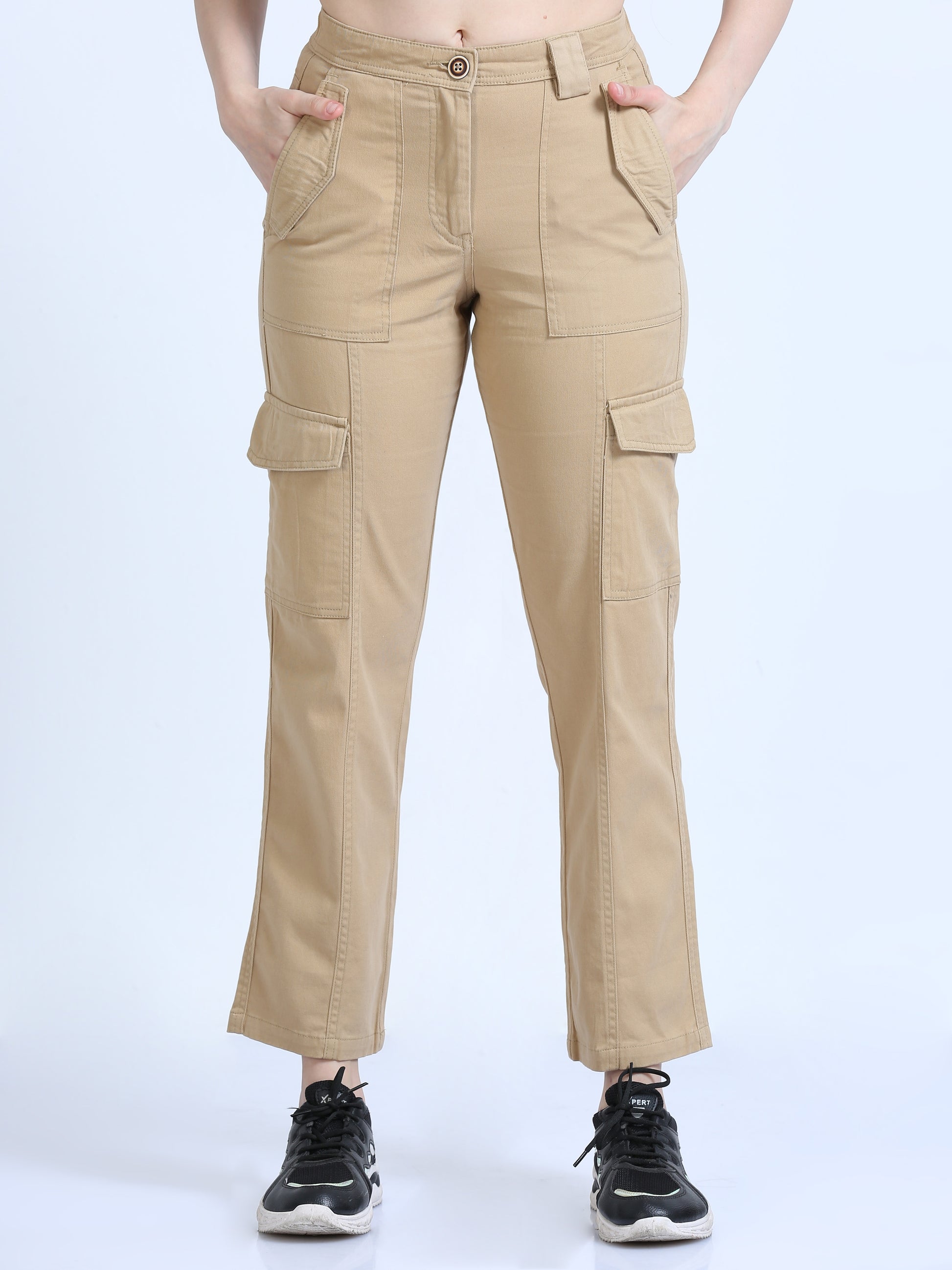 Khaki Bolsillo Cargo Pants For Women