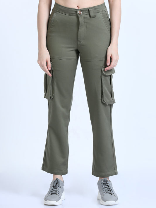 Olive Green La Belle Cargo Pants For Womens