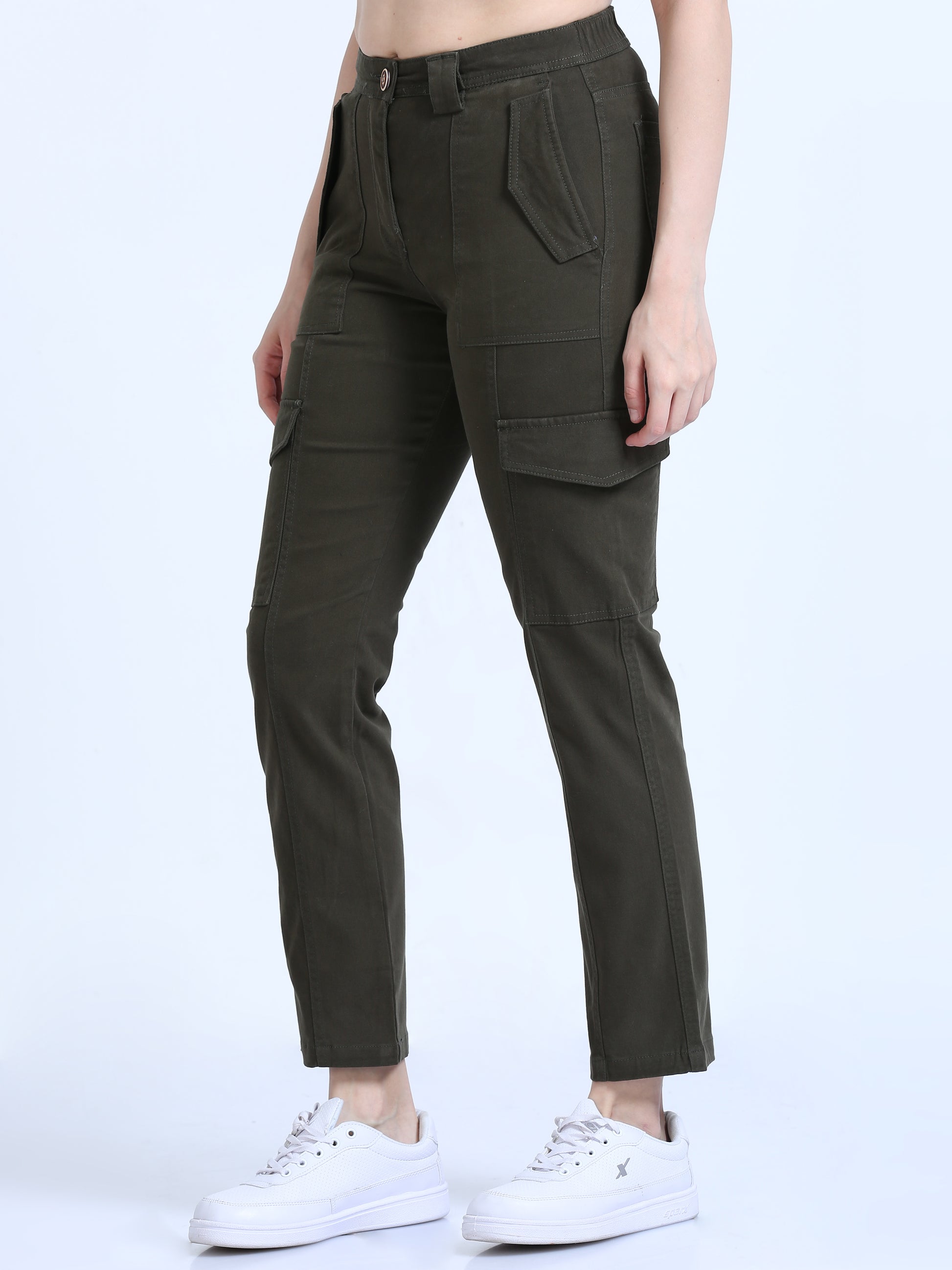 Green Bolsillo Cargo Pants For Womens