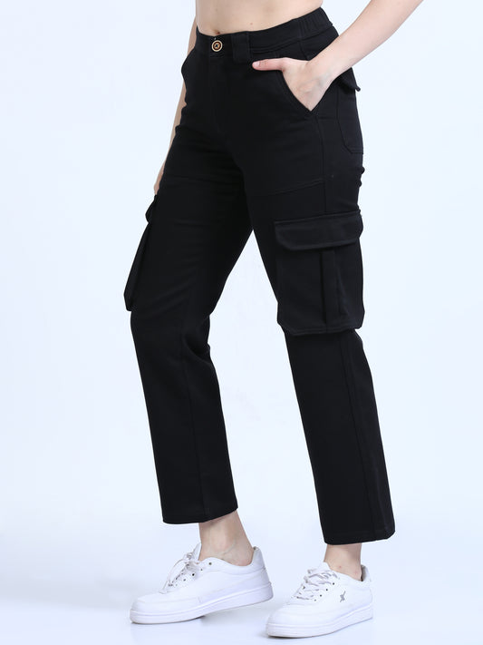 Black La Belle Cargo Pants For Women