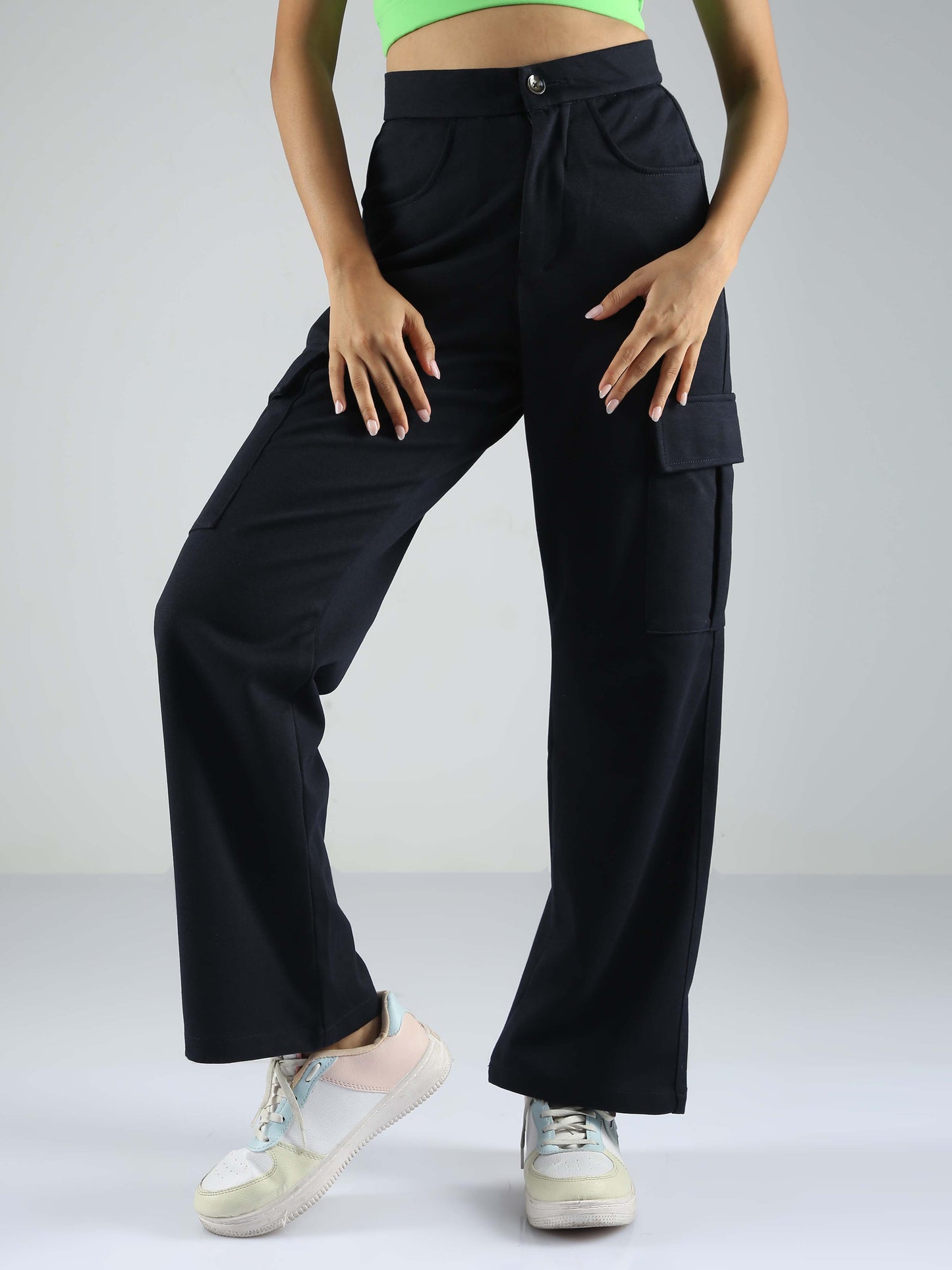 Navy Straight Pant For Women