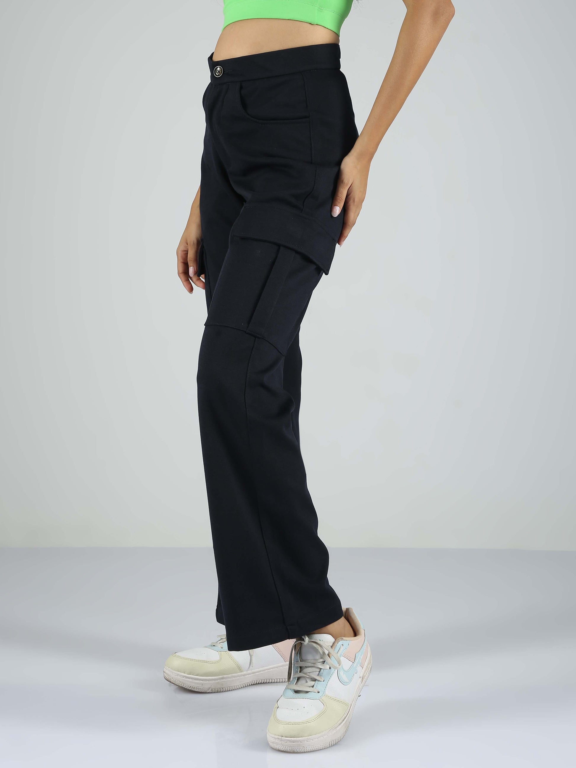 Navy Straight Pant For Women