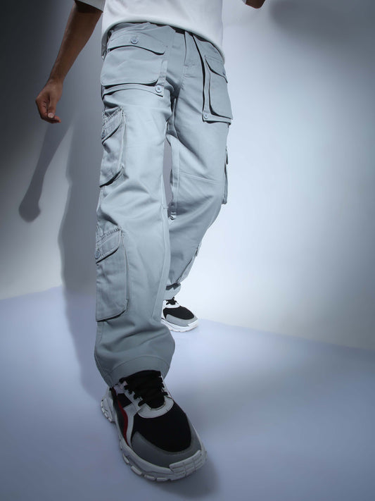 Mist Blue Baggy Cargo Mens Pants