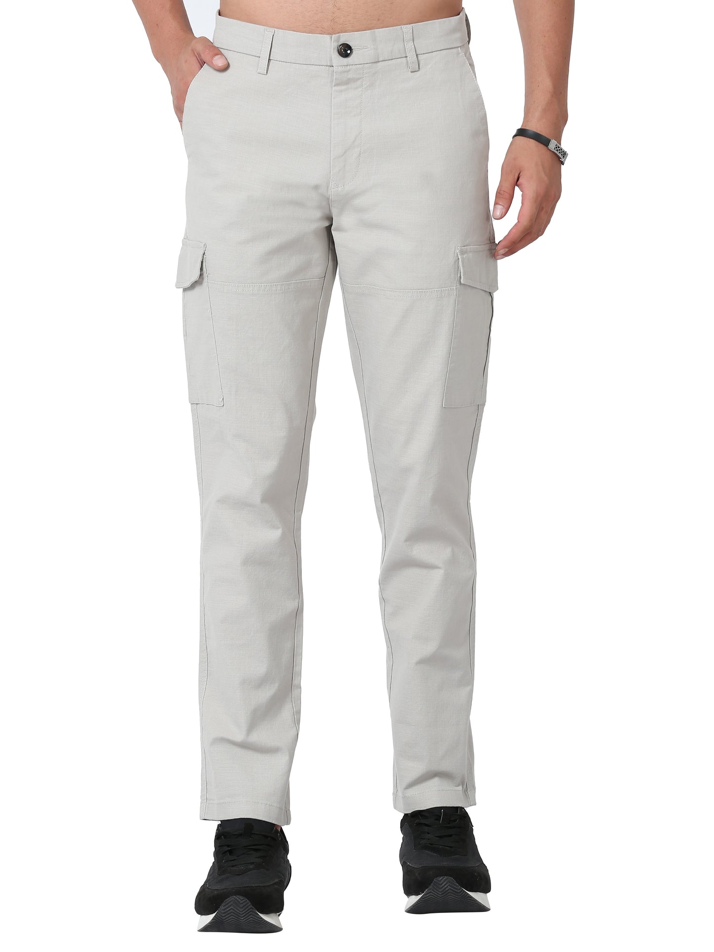 Stone Linen Cargo Pants For Men