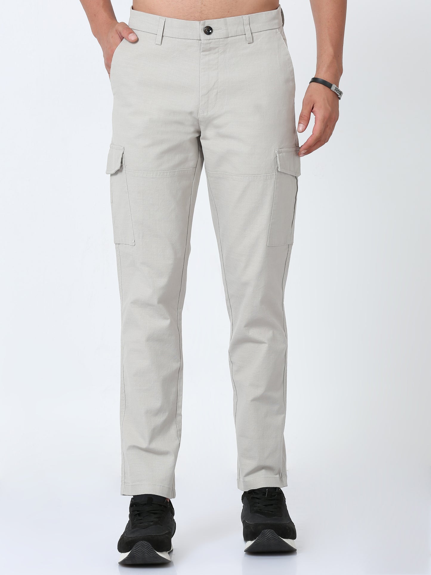 Stone Linen Cargo Pants For Men