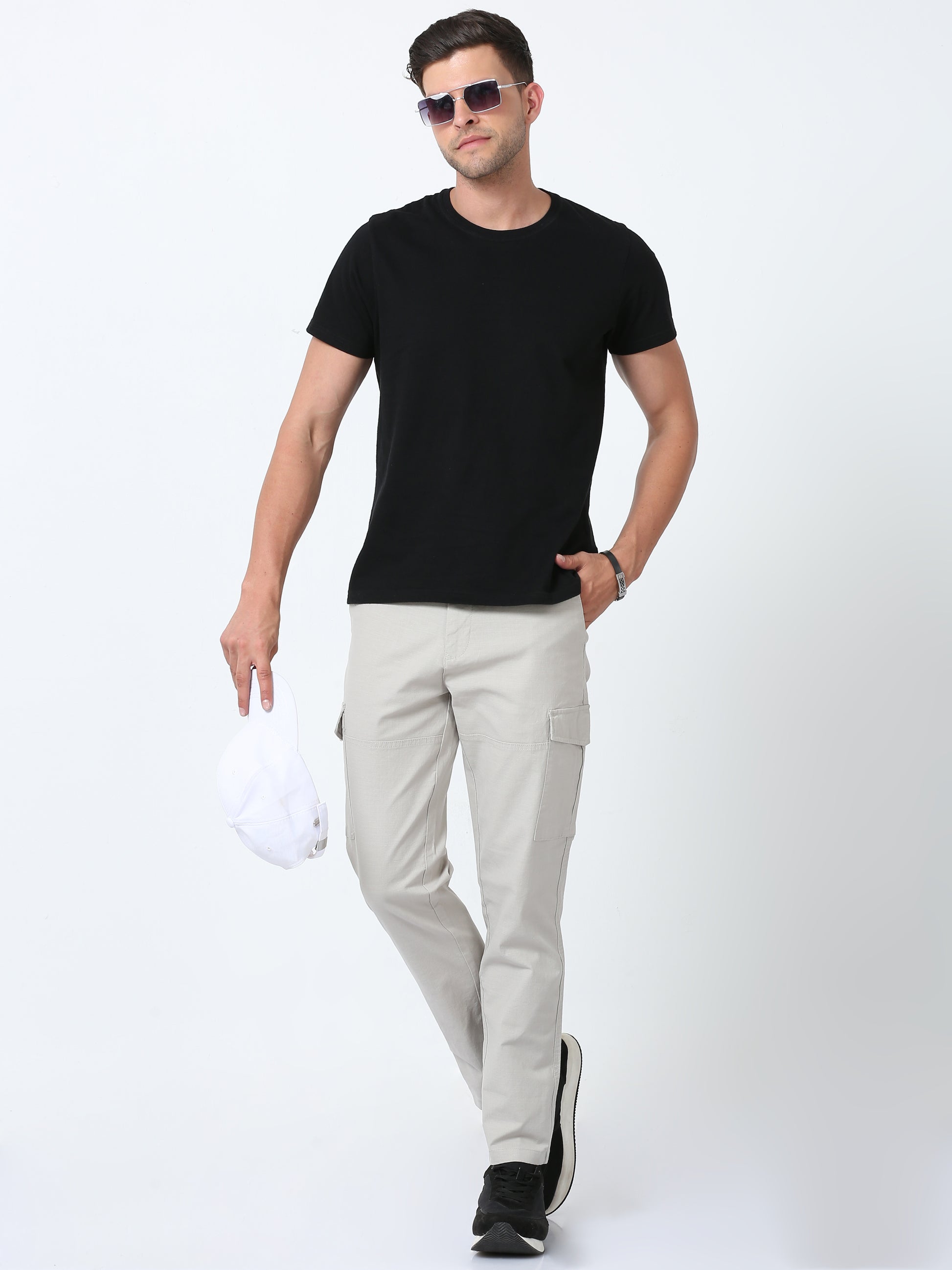 Stone Linen Cargo Pants For Men