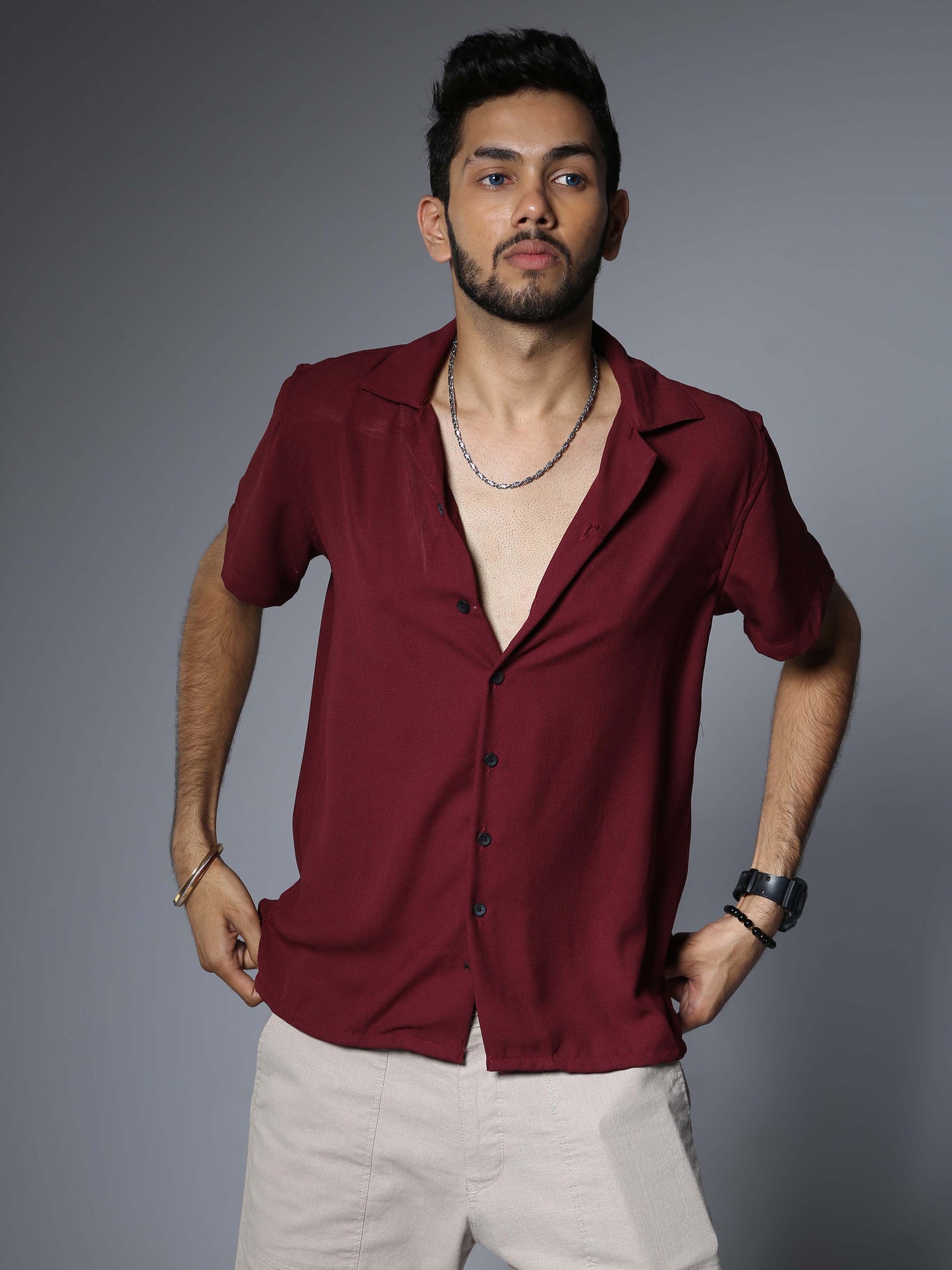 Wine Hippie Oversized Shirt For Men