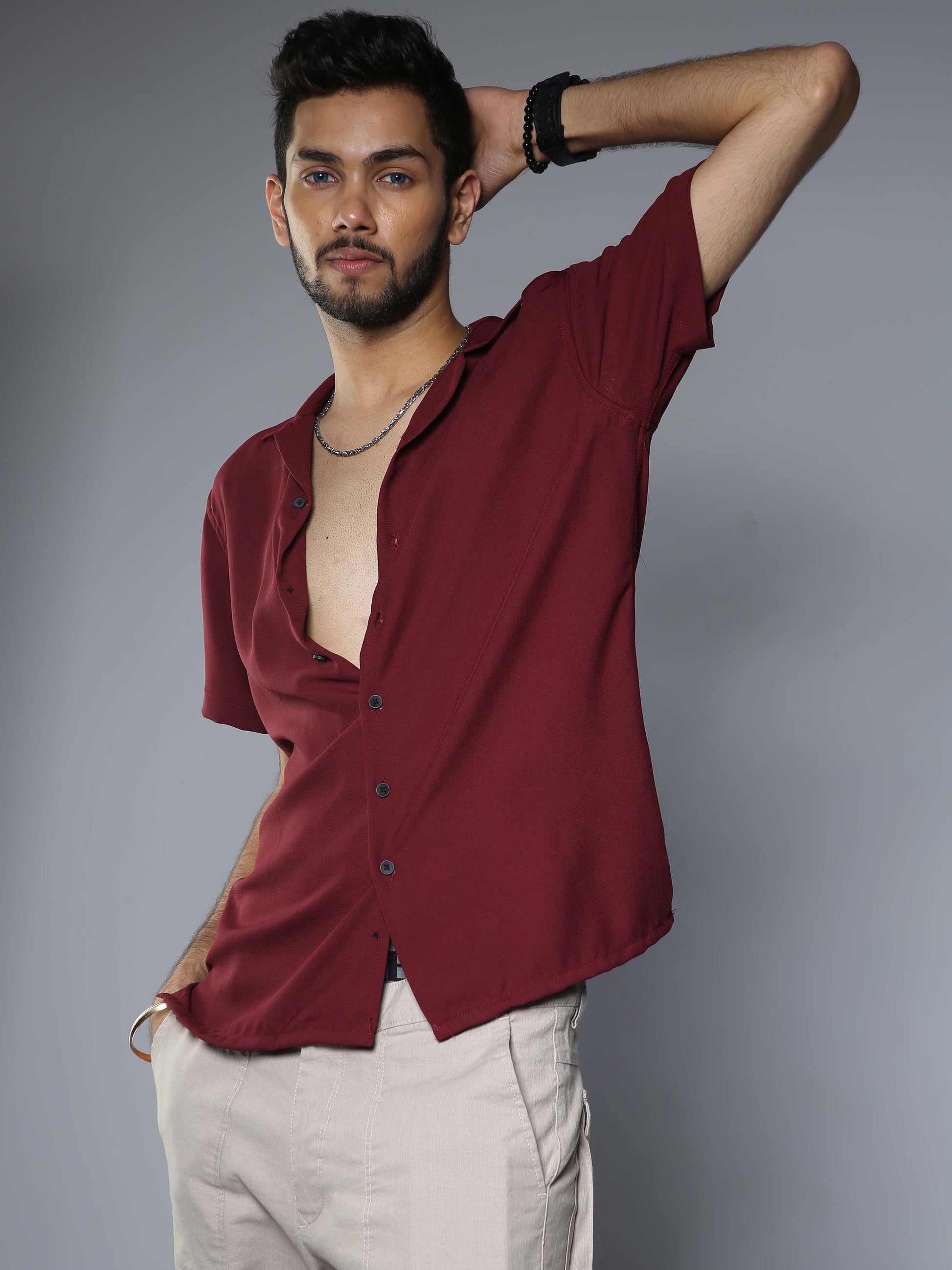 Wine Hippie Oversized Shirt For Men