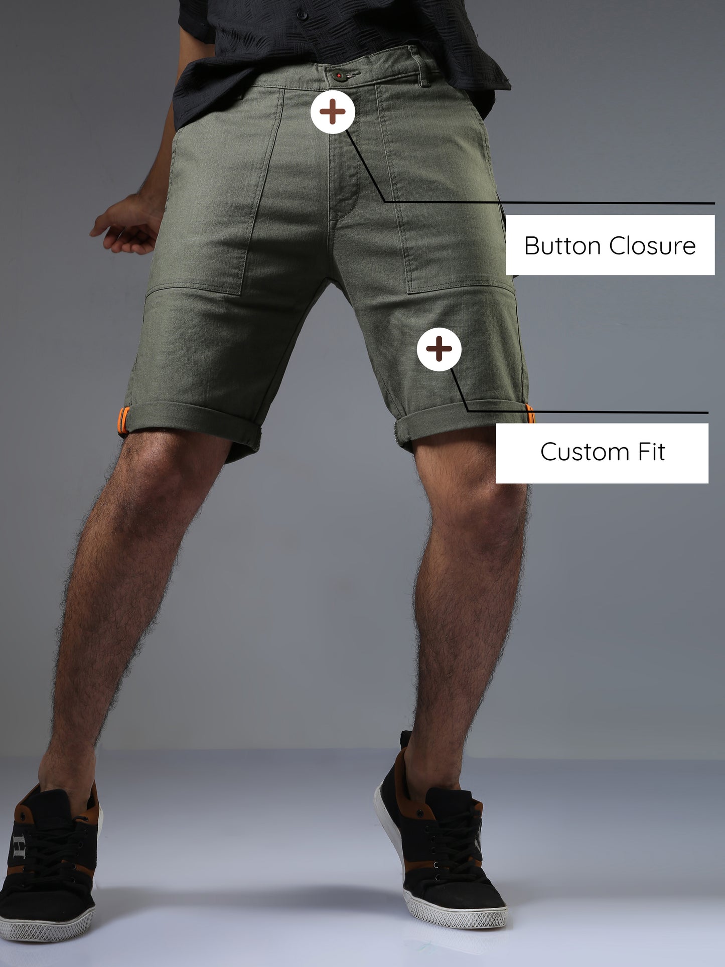 Olive Green Mens Cargo Shorts