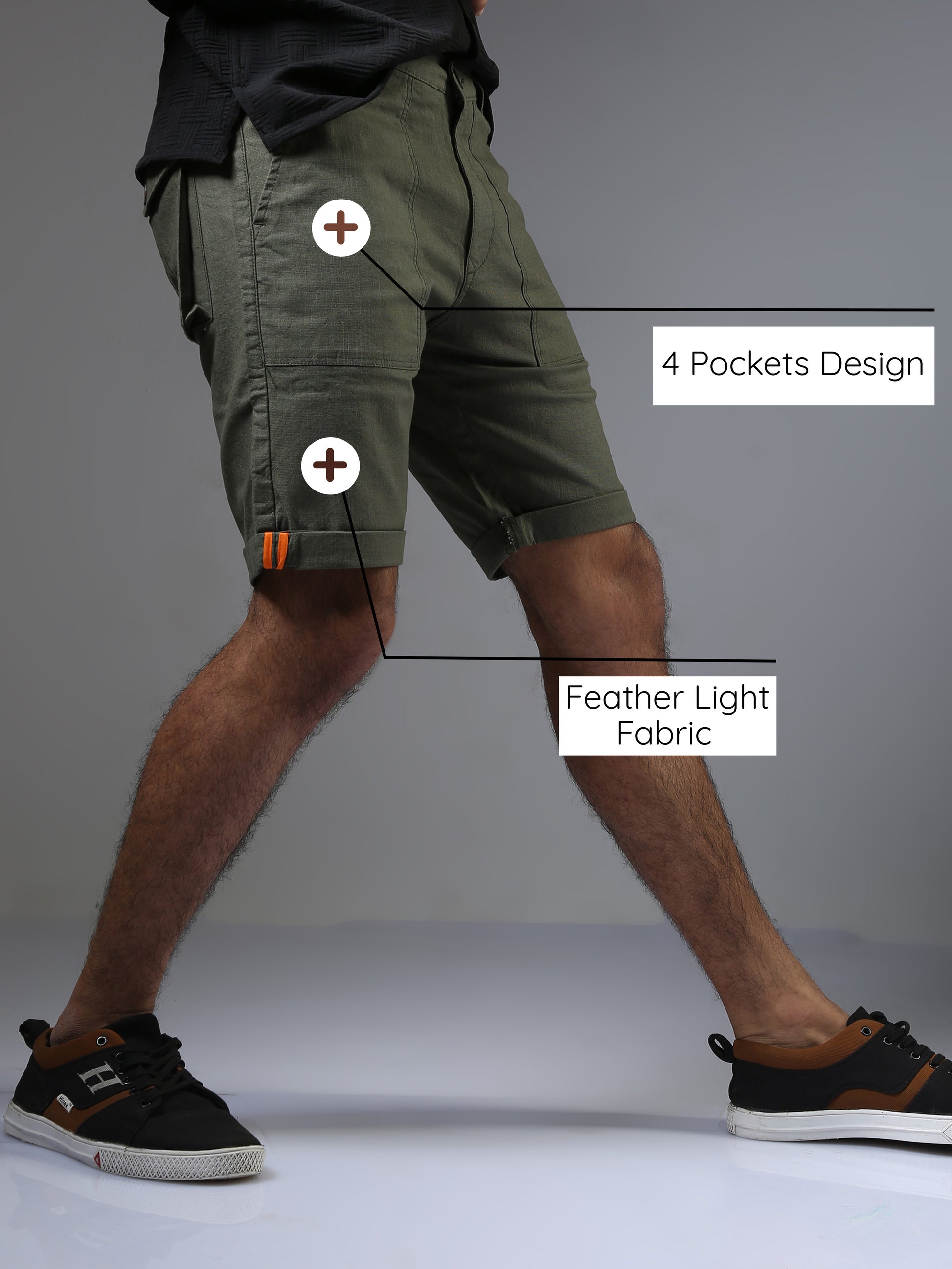 Olive Green Mens Cargo Shorts