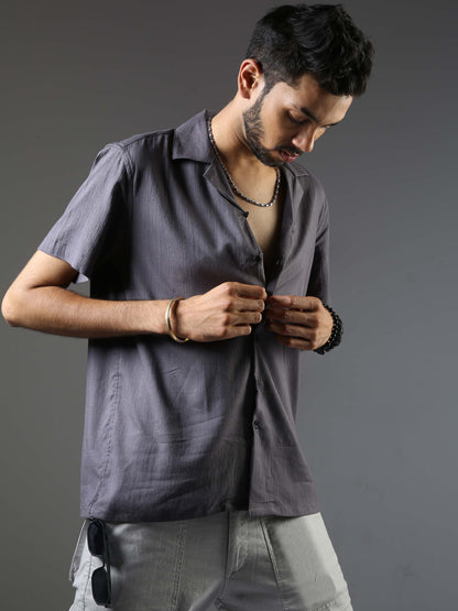 Men Natural Stretch Shirt Grey