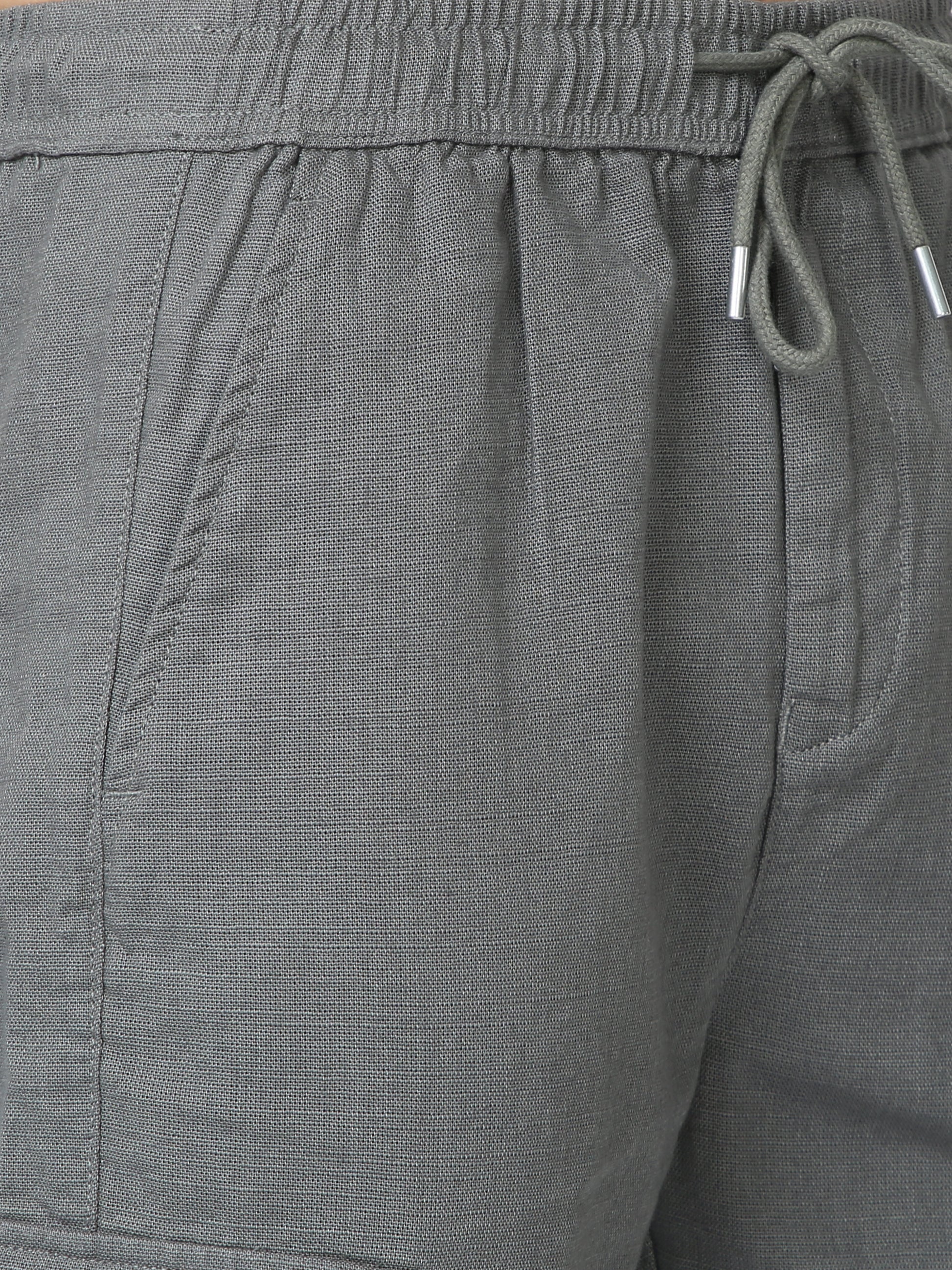 Grey Lazy Linen Pants For Men