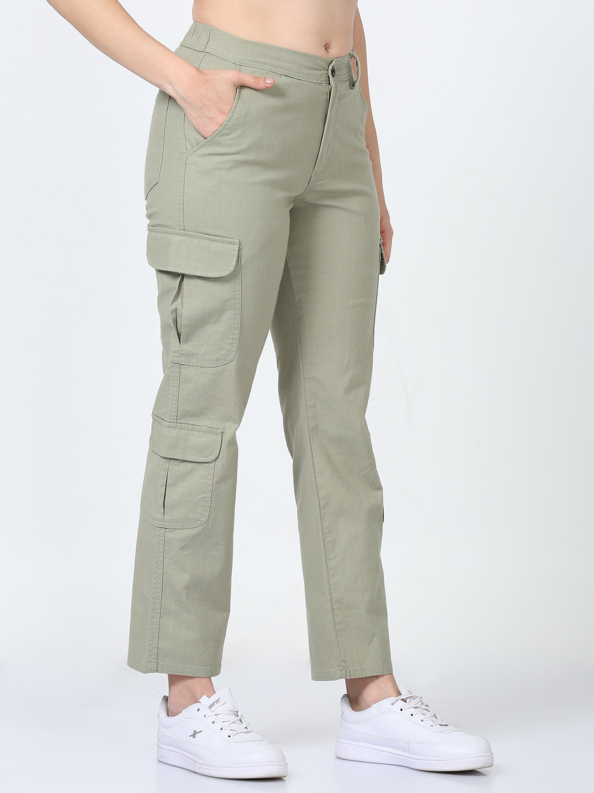 Fern Lazy Linen Cargo Trousers For Women