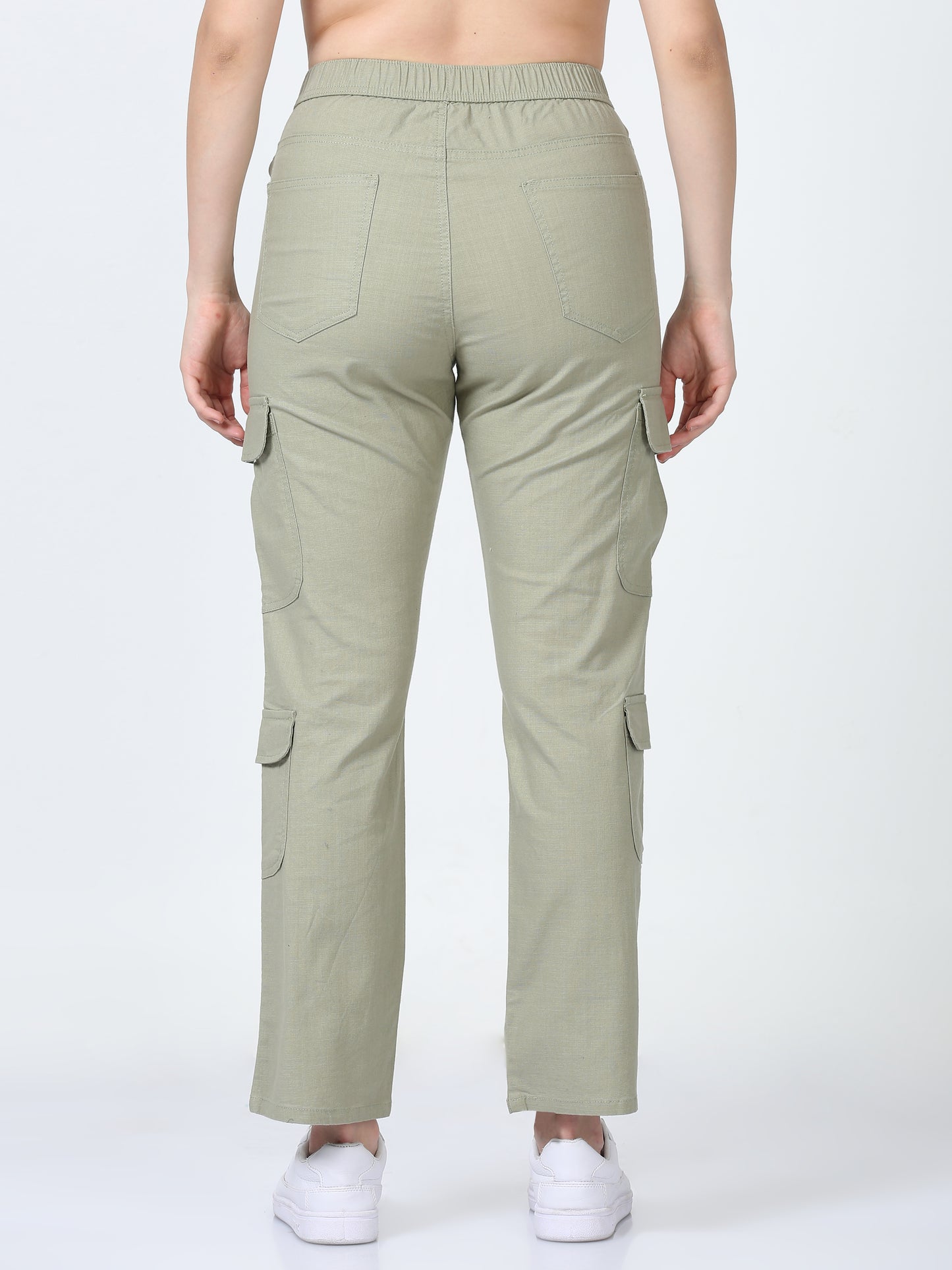 Fern Lazy Linen Cargo Trousers For Women