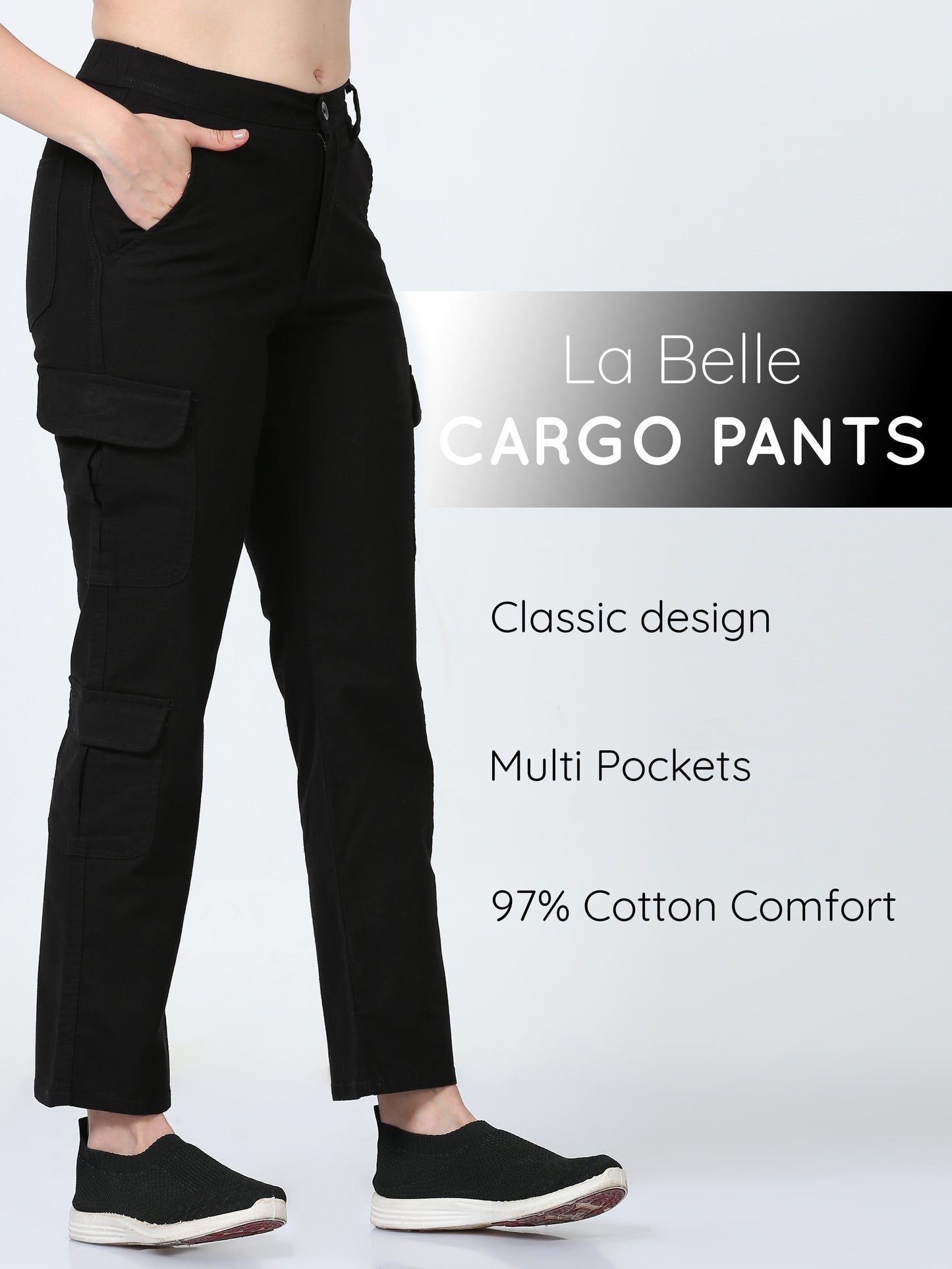 Black Women's 6 Pocket Cargo Pants