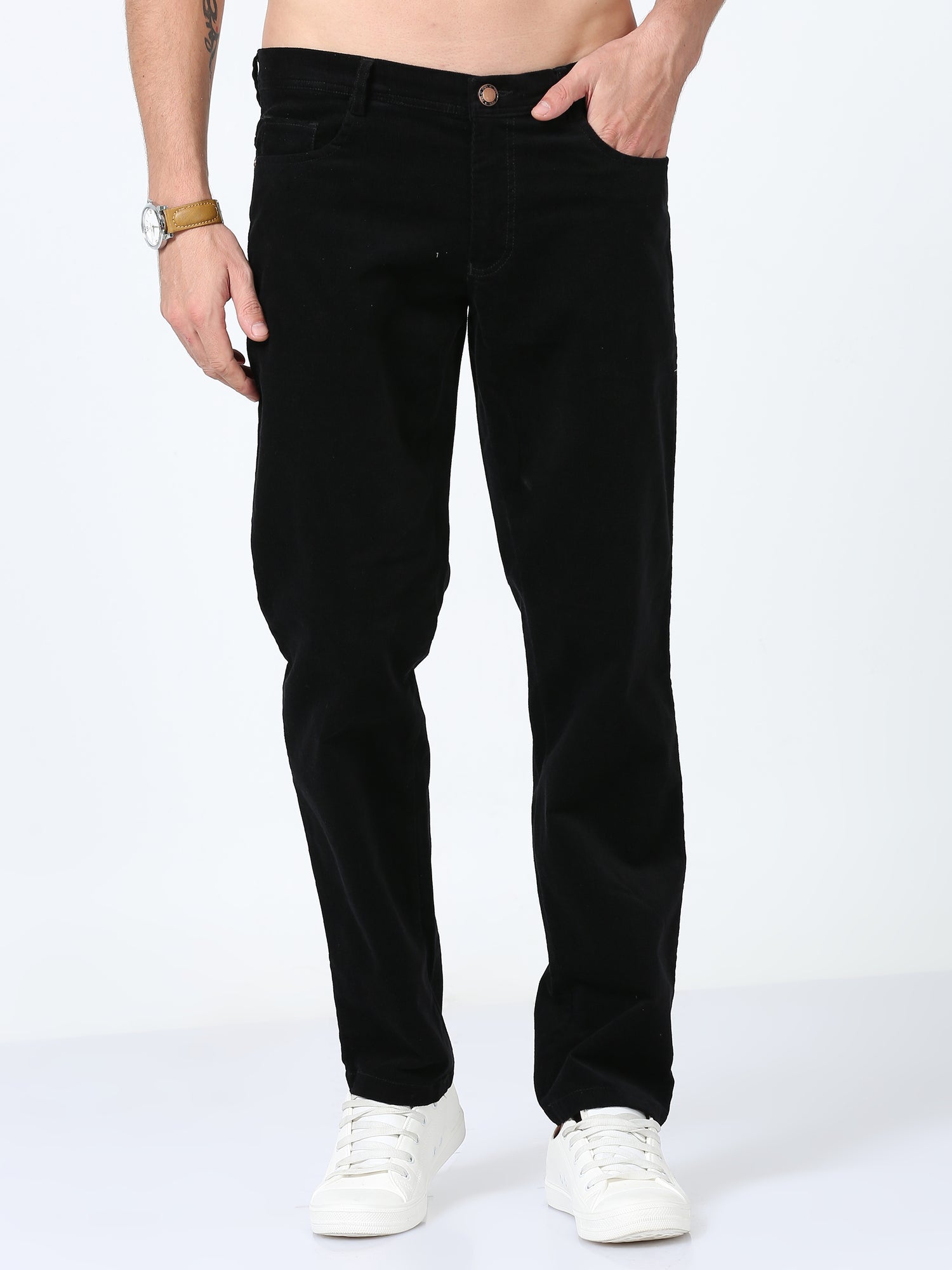 Black Corduroy Trousers For Mens