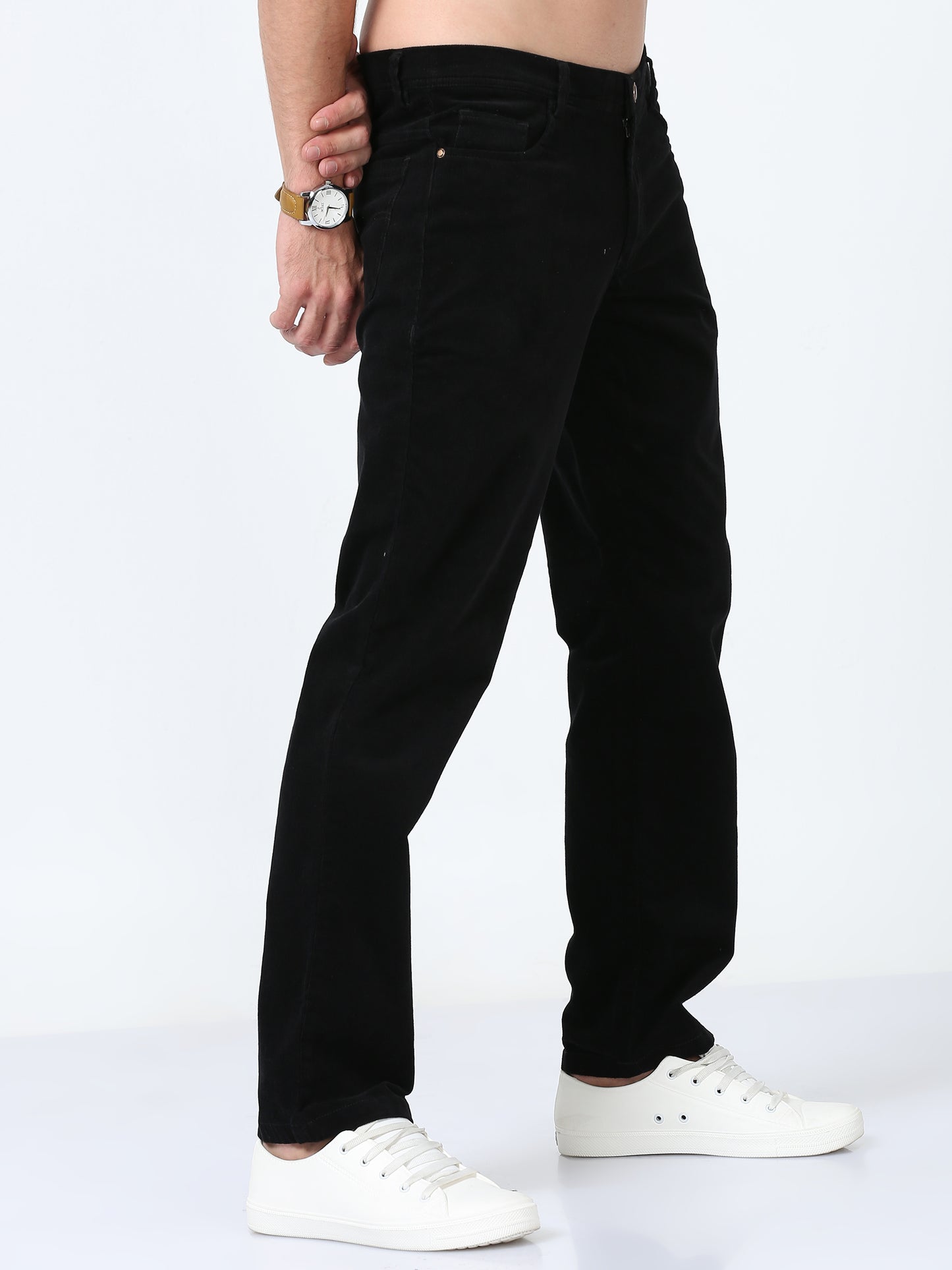 Black Corduroy Trousers For Mens