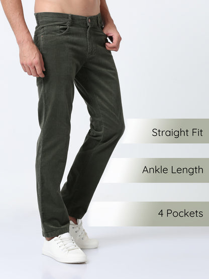 Corduroy Olive Green Trousers Mens