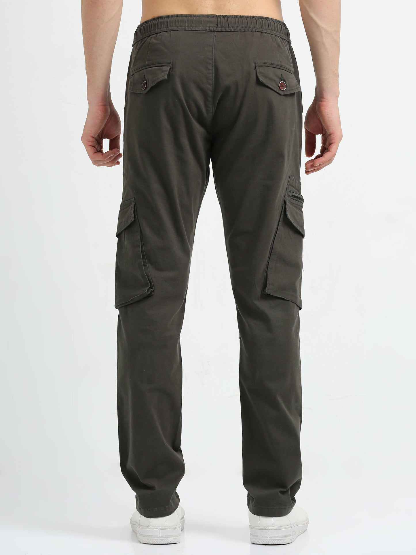 Zipper Olive Cargo Pants for Men