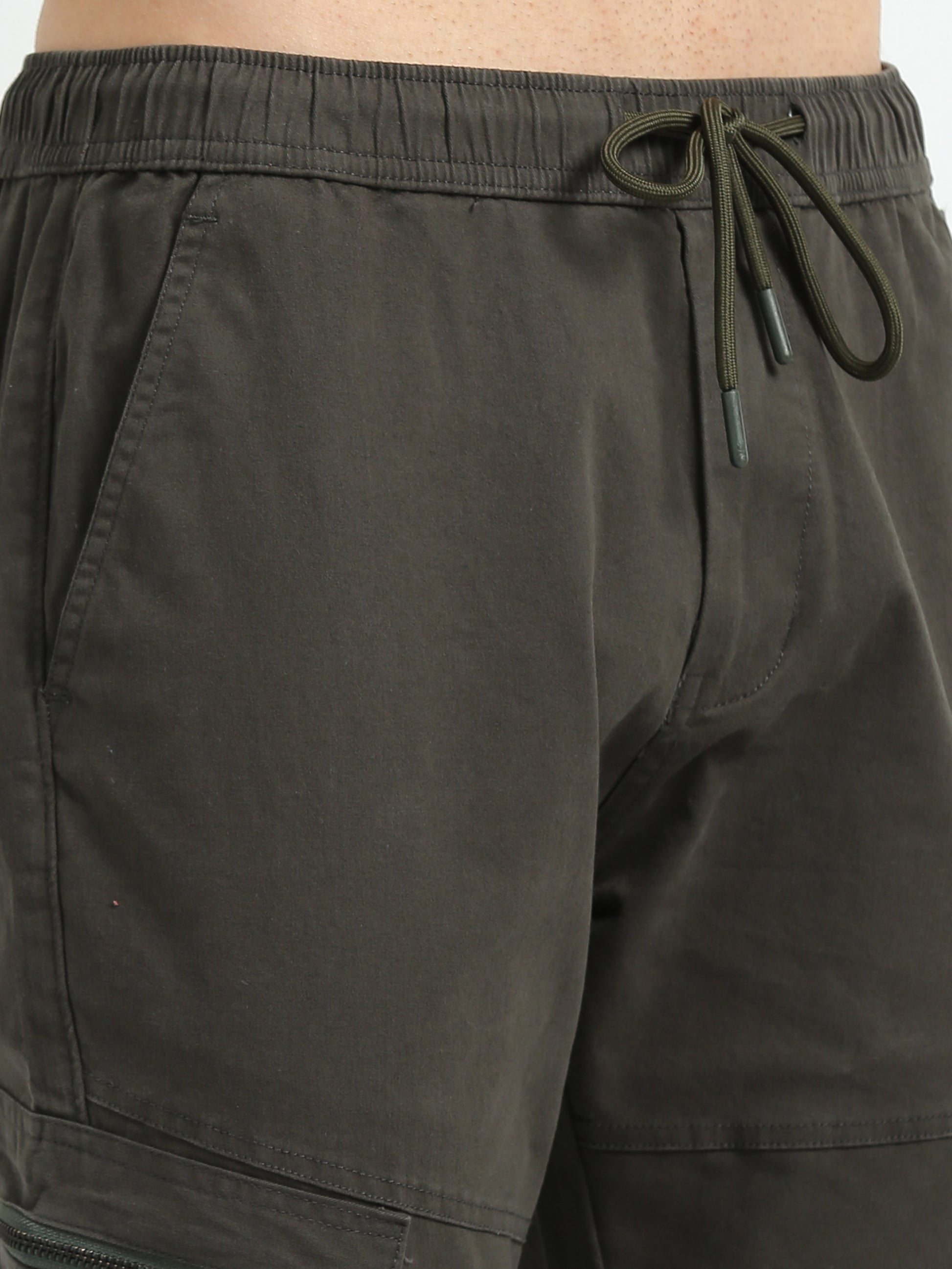 Zipper Olive Cargo Pants for Men