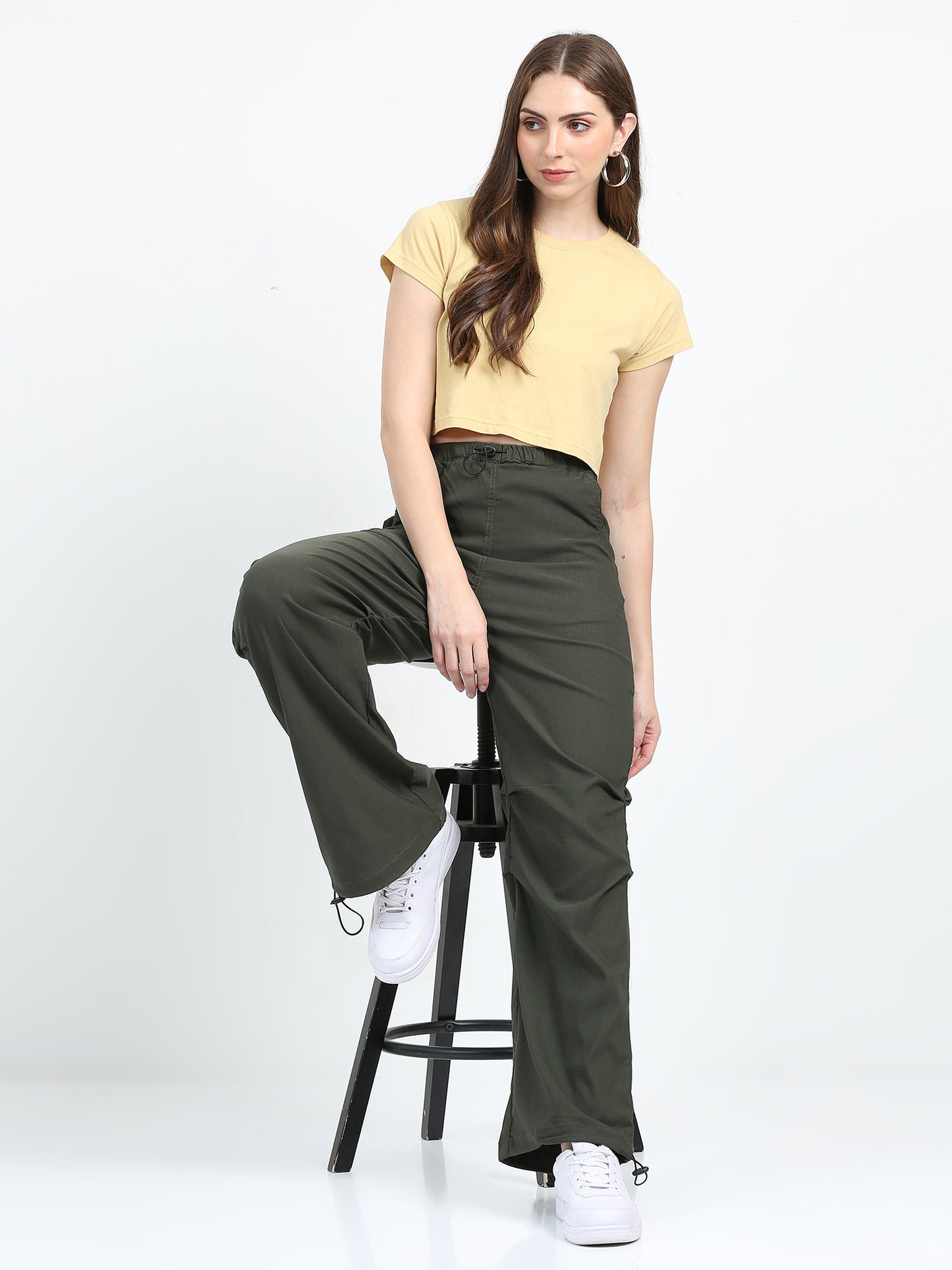 Women Parachute Trouser-Olive