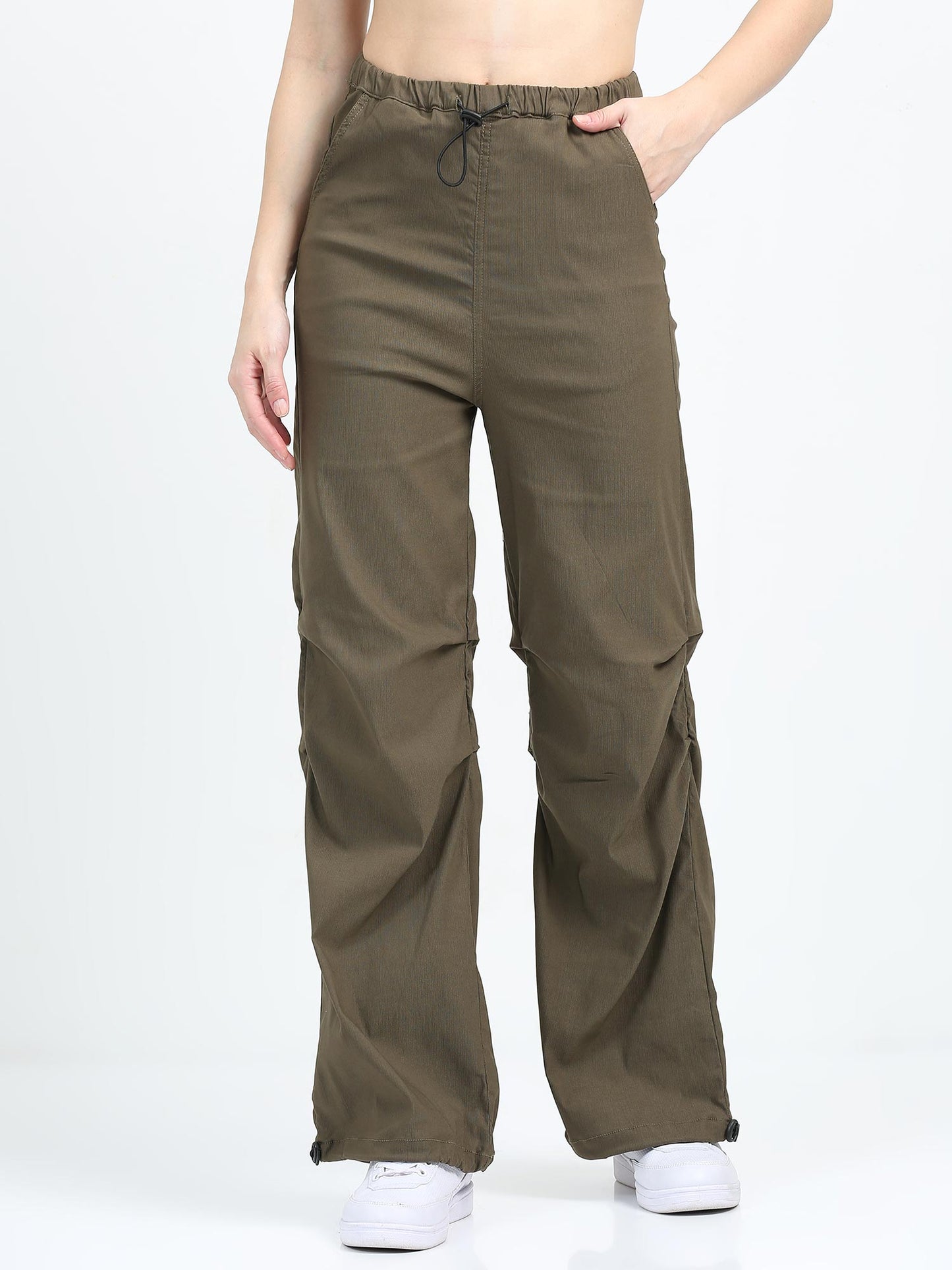 Women Brown Parachute Trouser