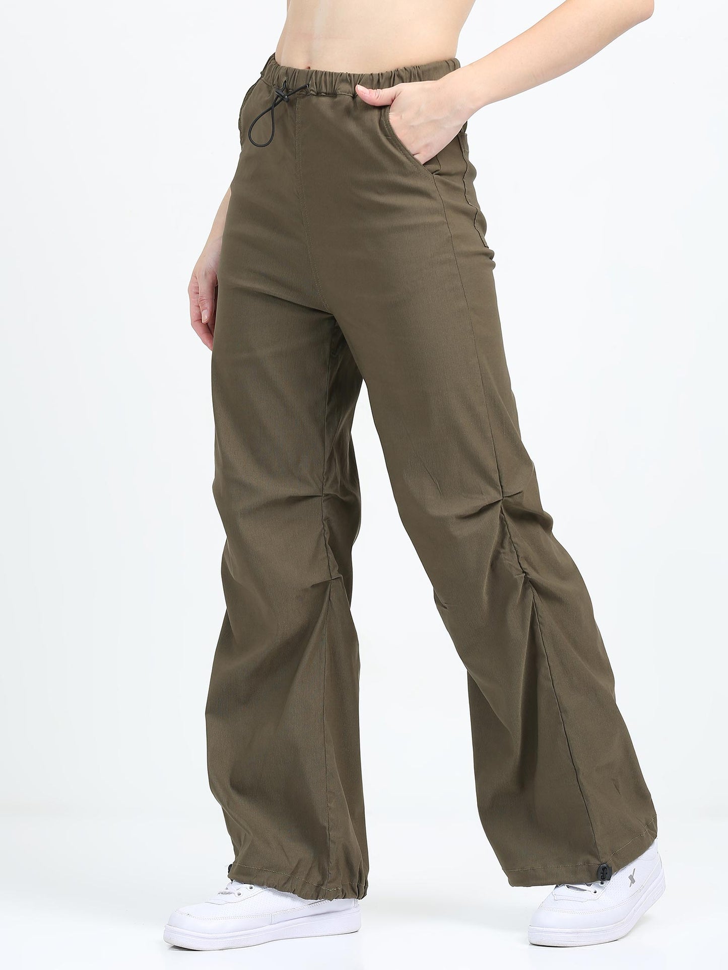 Women Parachute Trouser-Brown