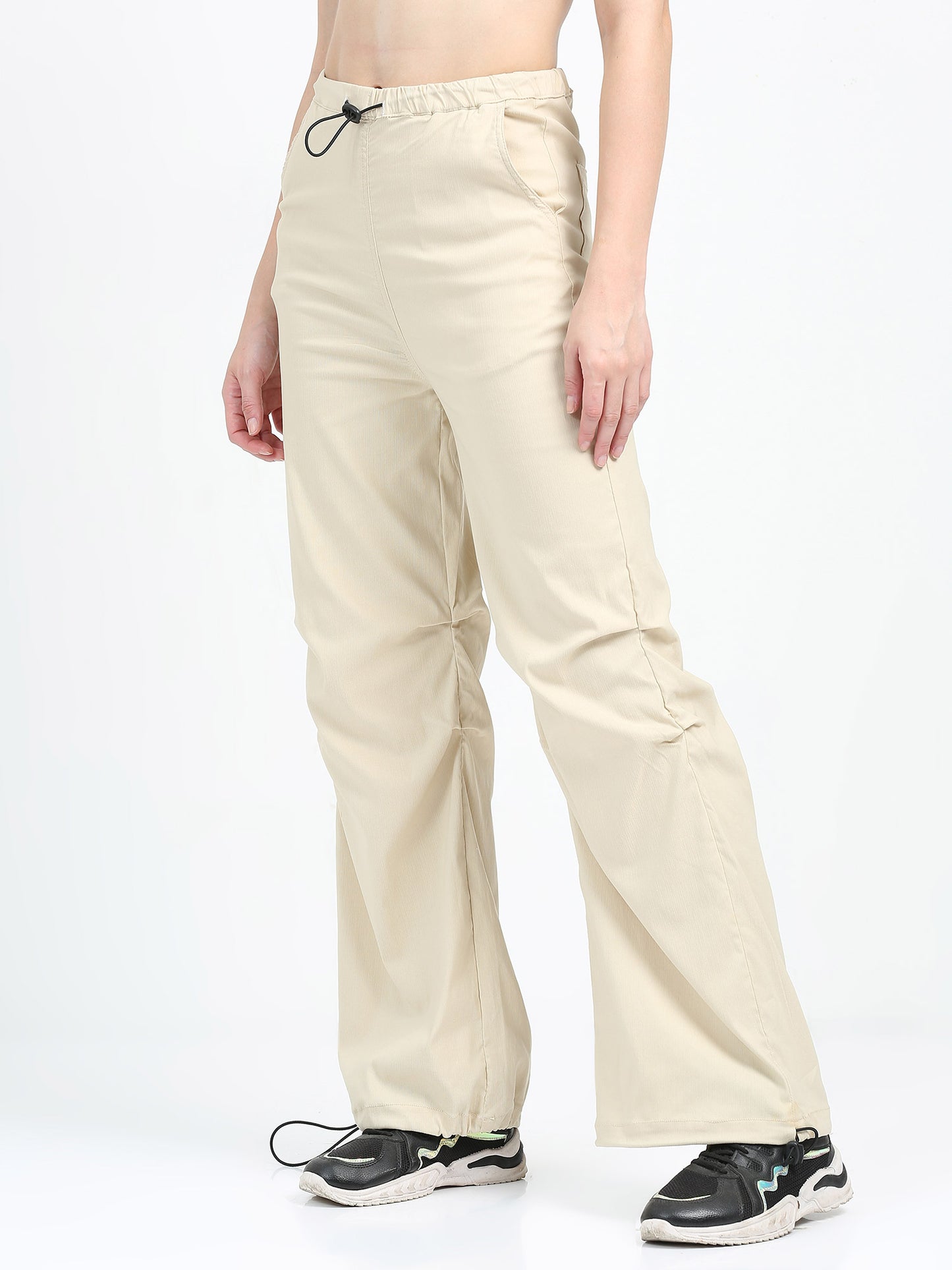 Beige Women Parachute Pants