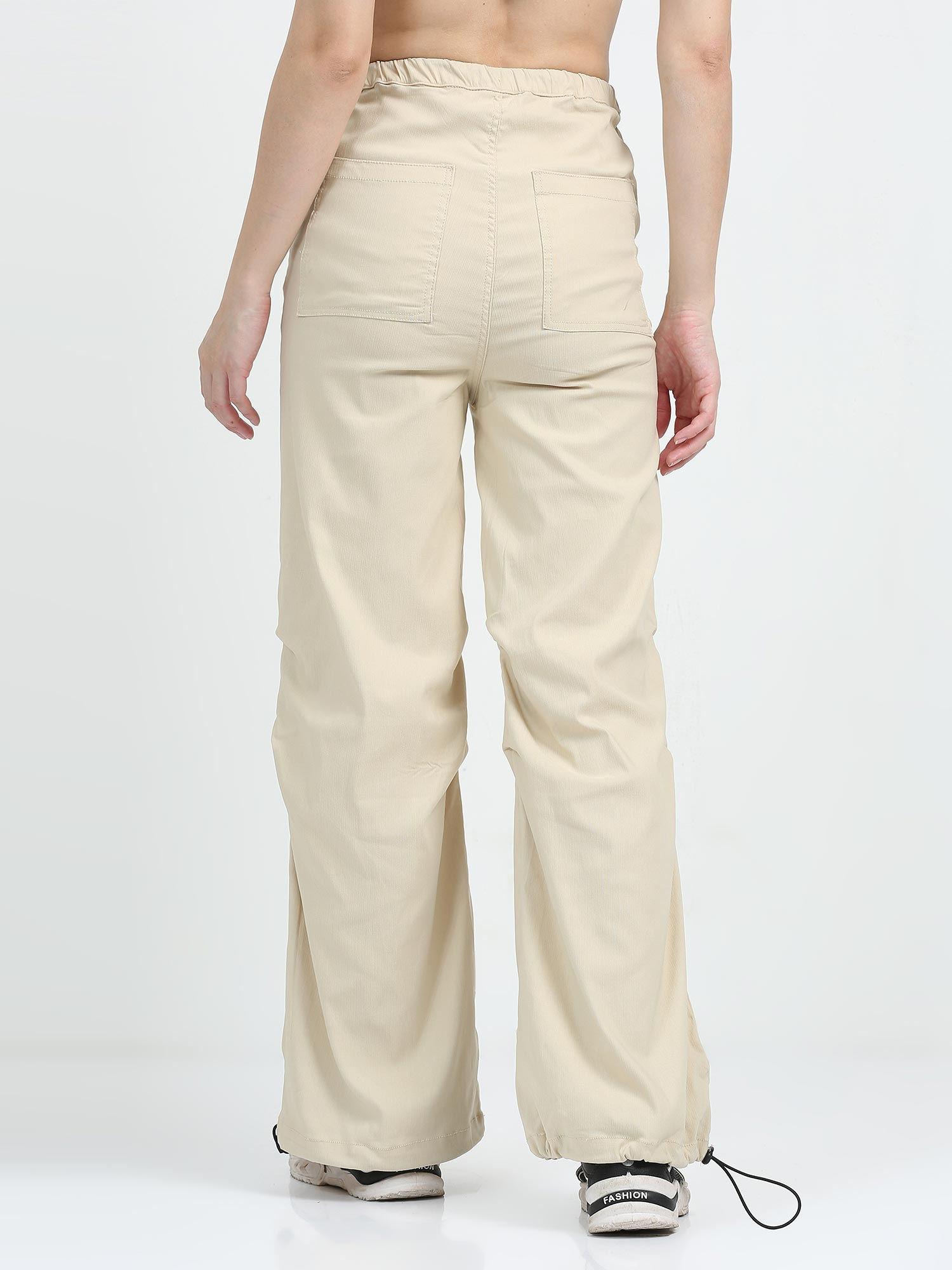 Beige Women Parachute Pants