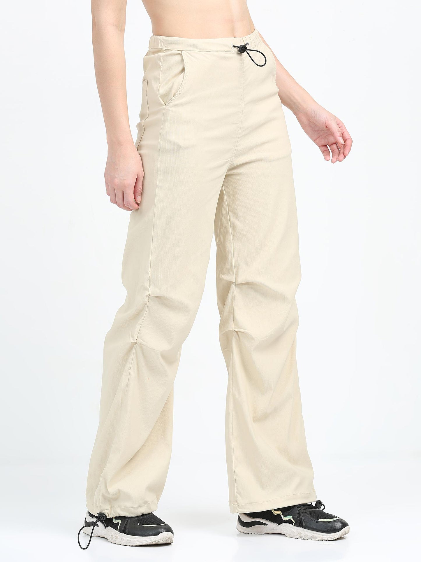 Beige Women Parachute Pants