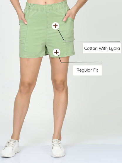 Women Mint Bun Hugger Shorts