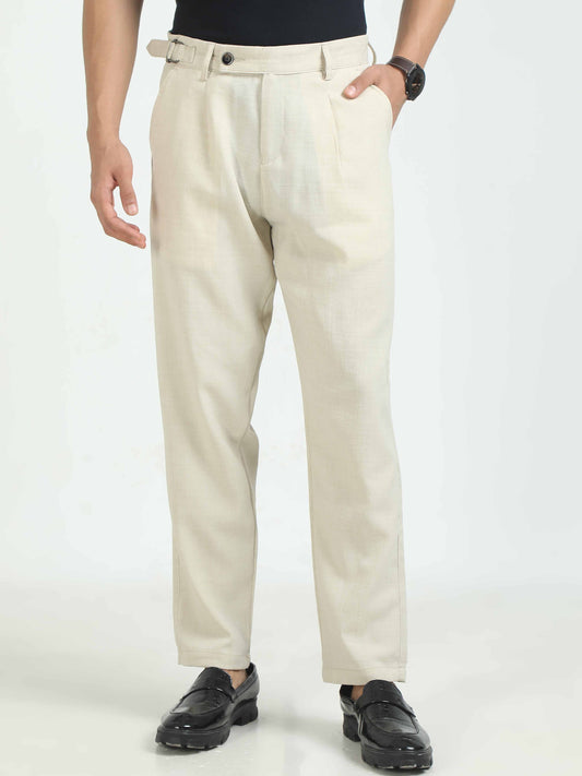 Beige Air Linen Trousers For Men