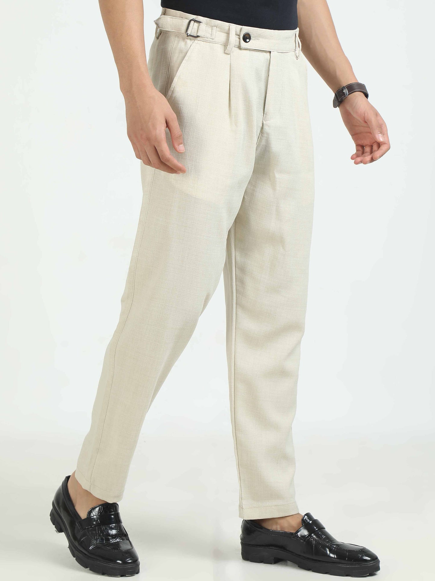 Beige Air Linen Trousers For Men