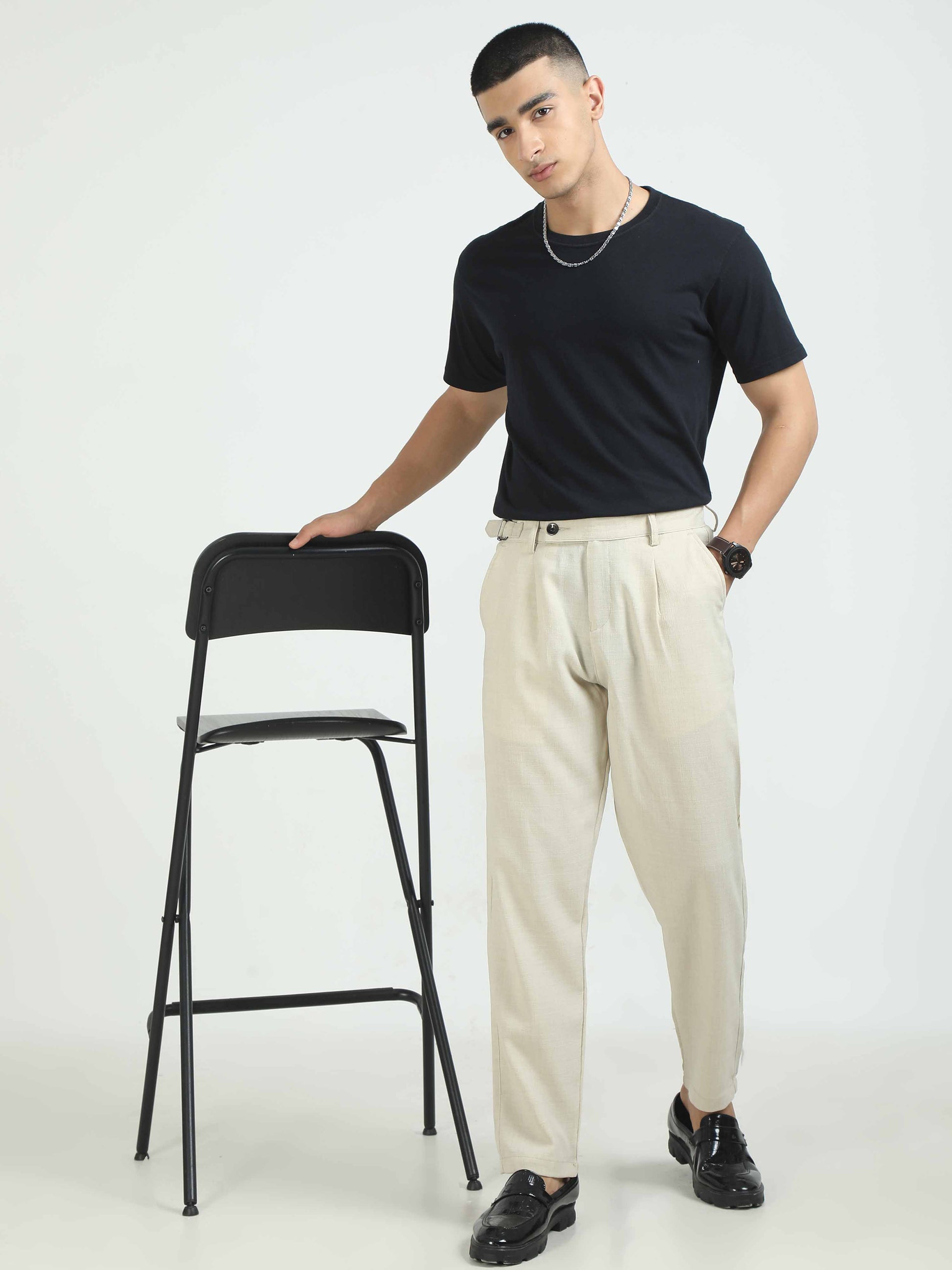 Beige Air Linen Trousers For Men